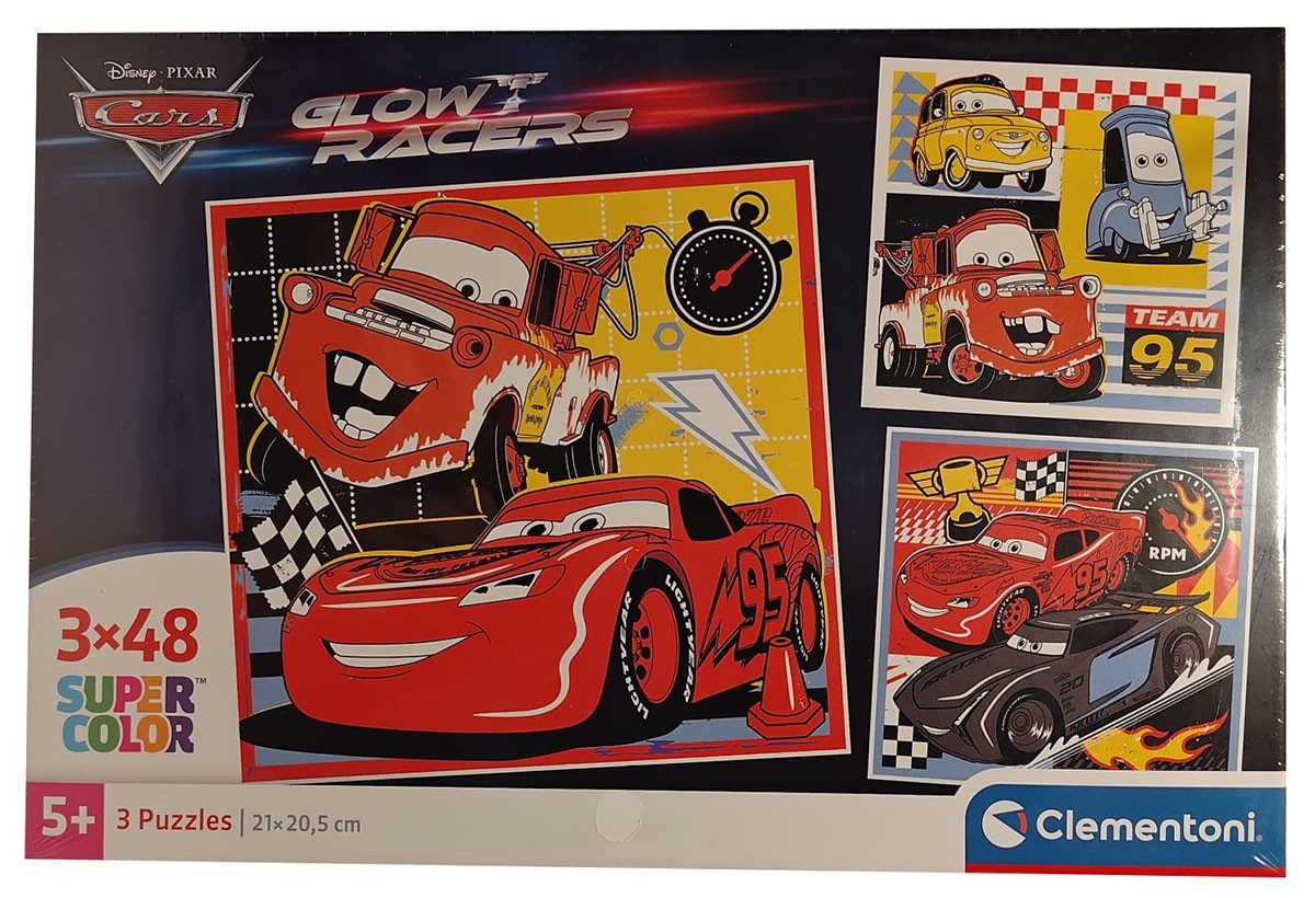 Clementoni® Puzzle Supercolor Puzzle Pixar Cars - 3 x 48 Puzzles für Kinder ab 5 Jahre, 144 Puzzleteile