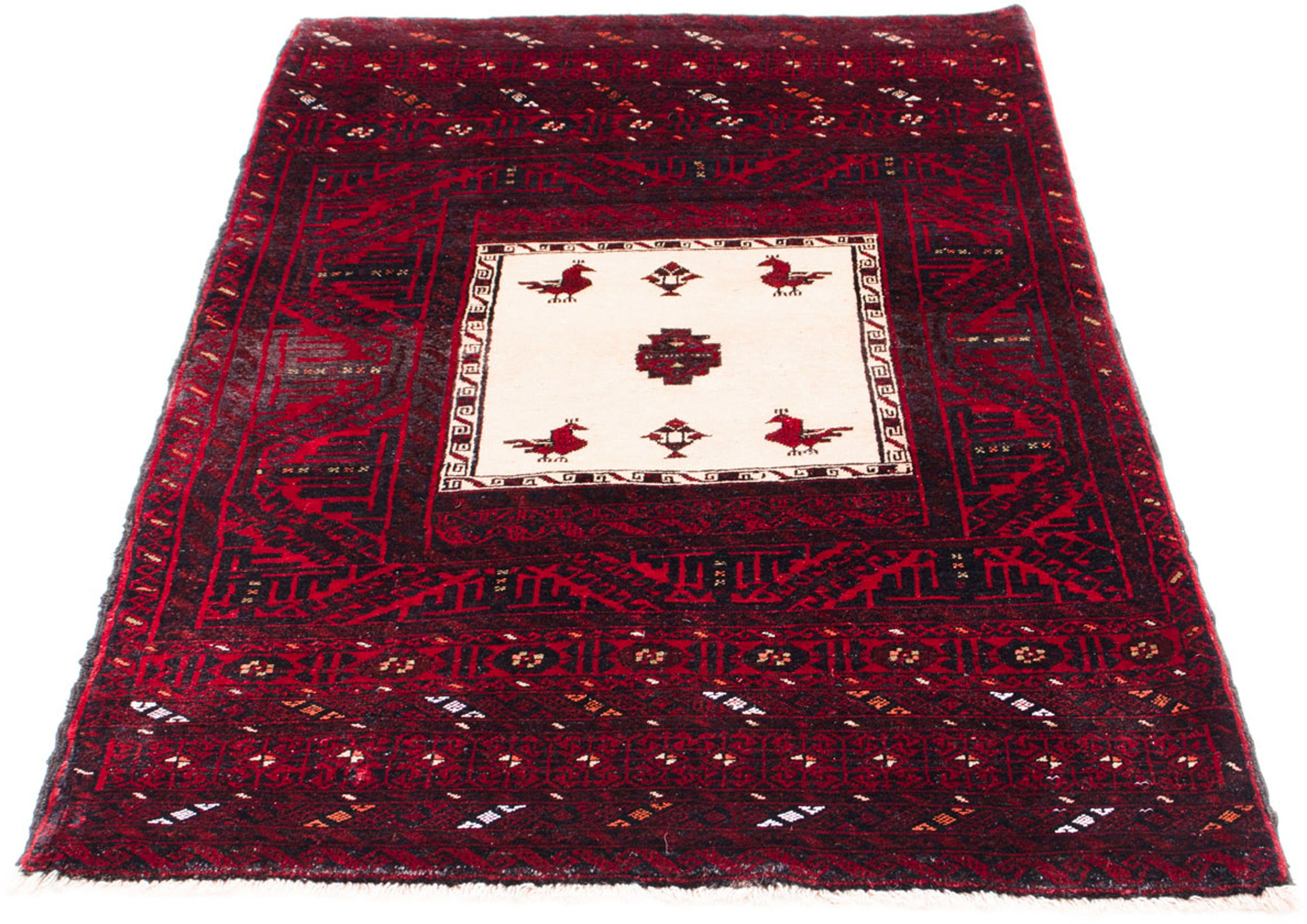 Orientteppich Belutsch - 148 x 92 cm - dunkelrot, morgenland, rechteckig, Höhe: 8 mm, Wohnzimmer, Handgeknüpft, Einzelstück mit Zertifikat | Kurzflor-Teppiche