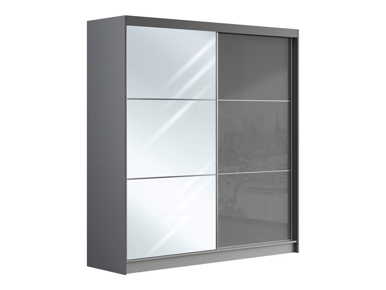 Kleiderschrank Tür, 200 an Schiebeschrank mit cm Lacobel-Glas, MKS MÖBEL Modern der Spiegel VALENCIA Grau