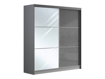 MKS MÖBEL Kleiderschrank VALENCIA Schiebeschrank 200 cm mit Spiegel an der Tür, Lacobel-Glas, Modern