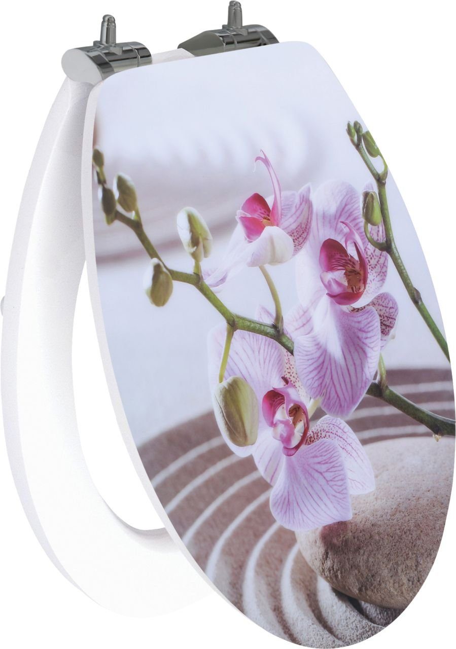 Primaster WC-Sitz Primaster WC-Sitz mit Absenkautomatik Flower weiß, Abnehmbar Absenkautomatik Edelstahlscharniere