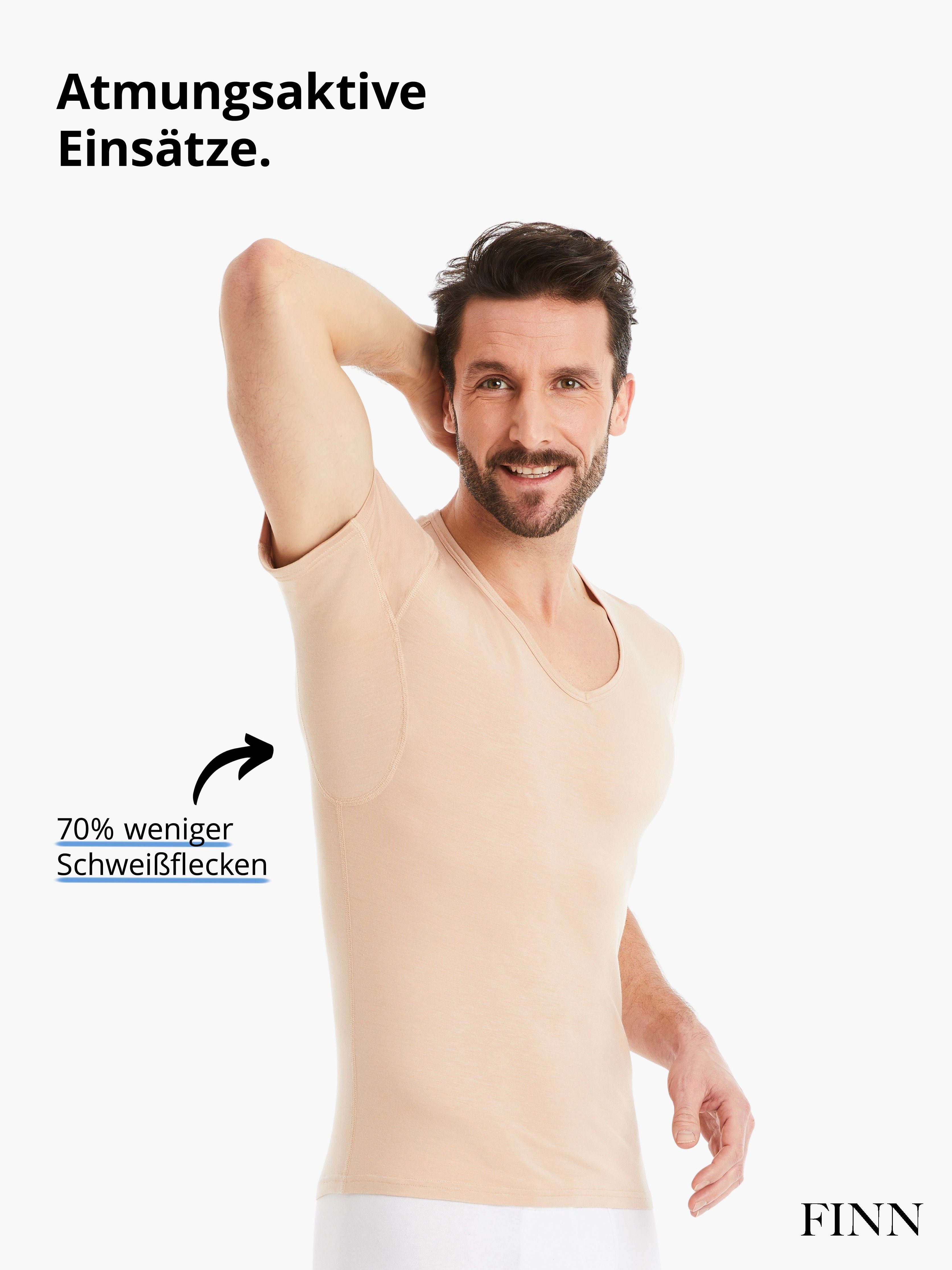 garantierte Design Herren Funktionsunterhemd FINN Wirkung Reduziert Schweißflecken, Einsätzen Funktionsunterhemd mit Light-Beige