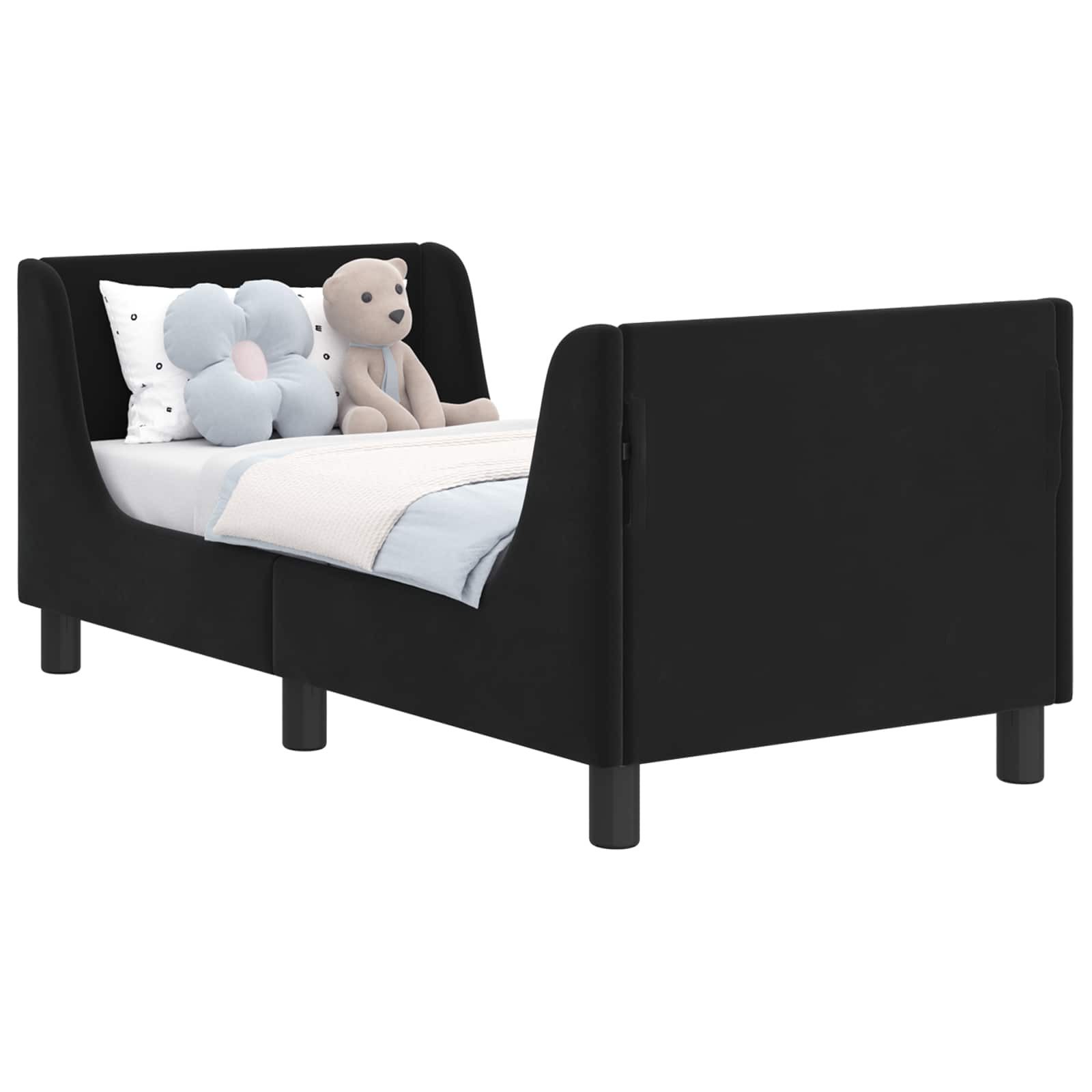vidaXL Bett Kinderbettgestell mit Kopfteil Schwarz 70 x 140 cm Samt (1-tlg) günstig online kaufen