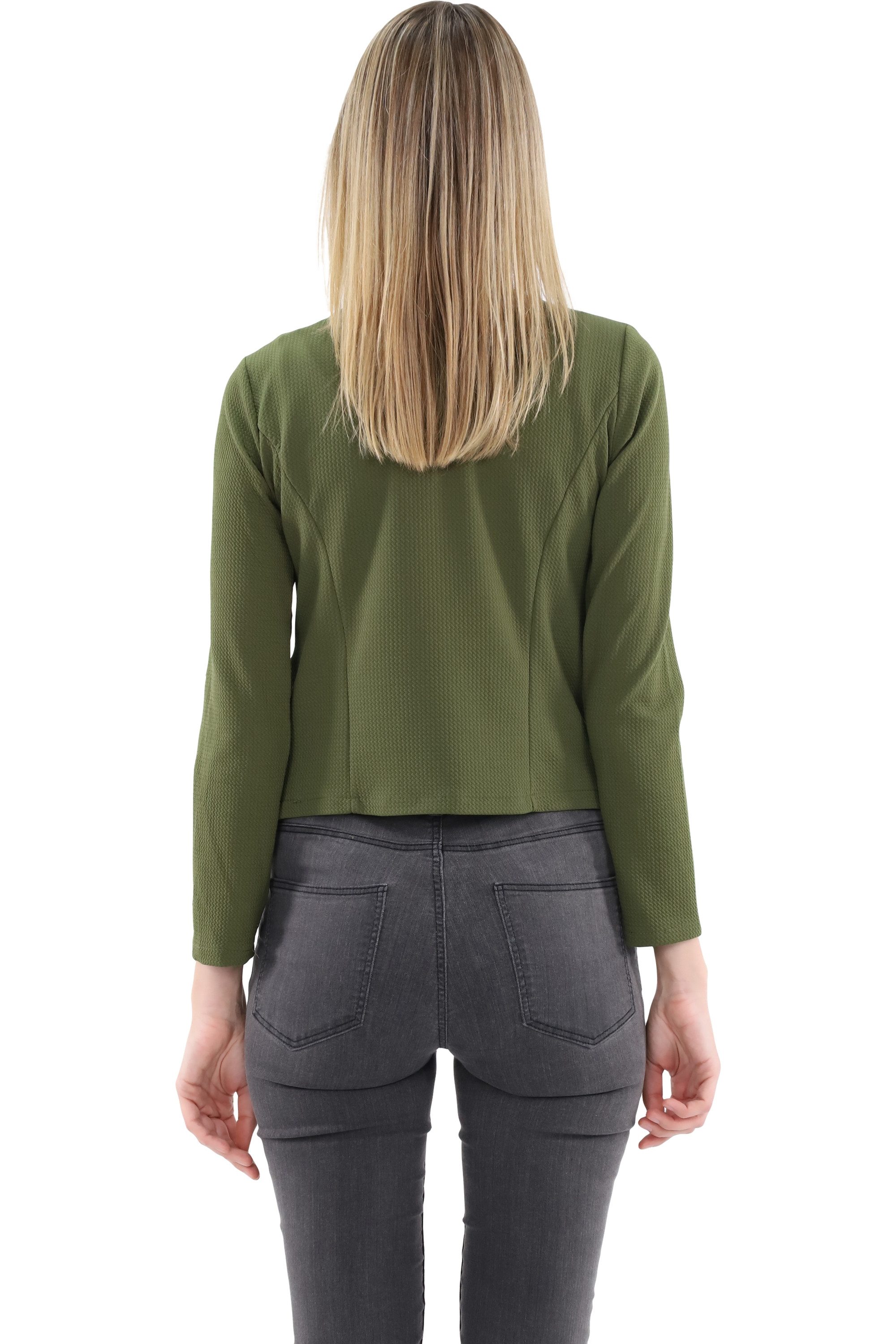 malito more than fashion Jackenblazer malito Damen Blazer ohne Kragen, Sakko im Basic Look, Kurzjacke mit Sweatblazer im Basic-Look