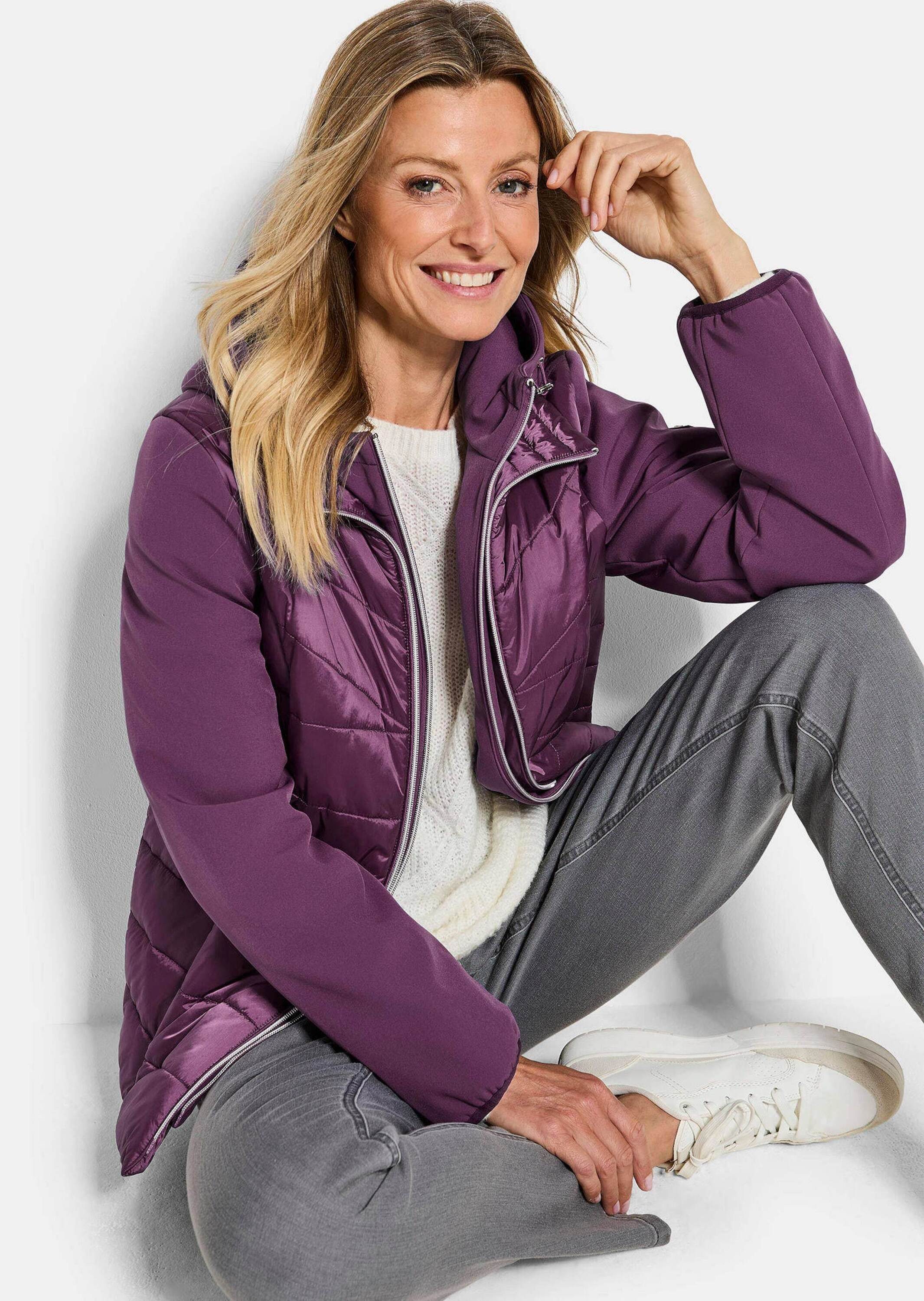 GOLDNER Outdoorjacke Sportive Steppjacke mit Kapuze Winterjacke mit Stehkragen, Reißverschlüssen, Taschen und Langarm