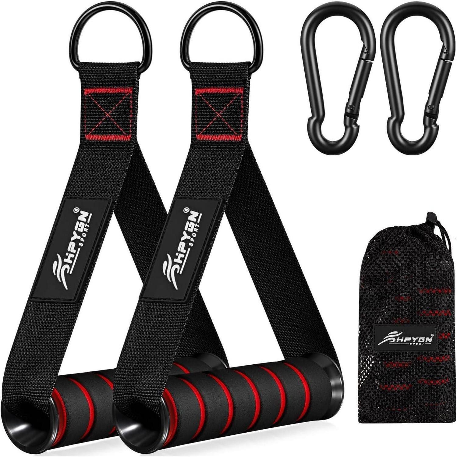 LuxusKollektion Trainingshilfe Fitnessband Griffe Widerstandsbänder, grau/rot 2 Stück Krafttraining