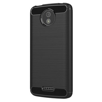 CoolGadget Handyhülle Carbon Handy Hülle für Motorola Moto C Plus 5 Zoll, robuste Telefonhülle Case Schutzhülle für Motorola C Plus Hülle