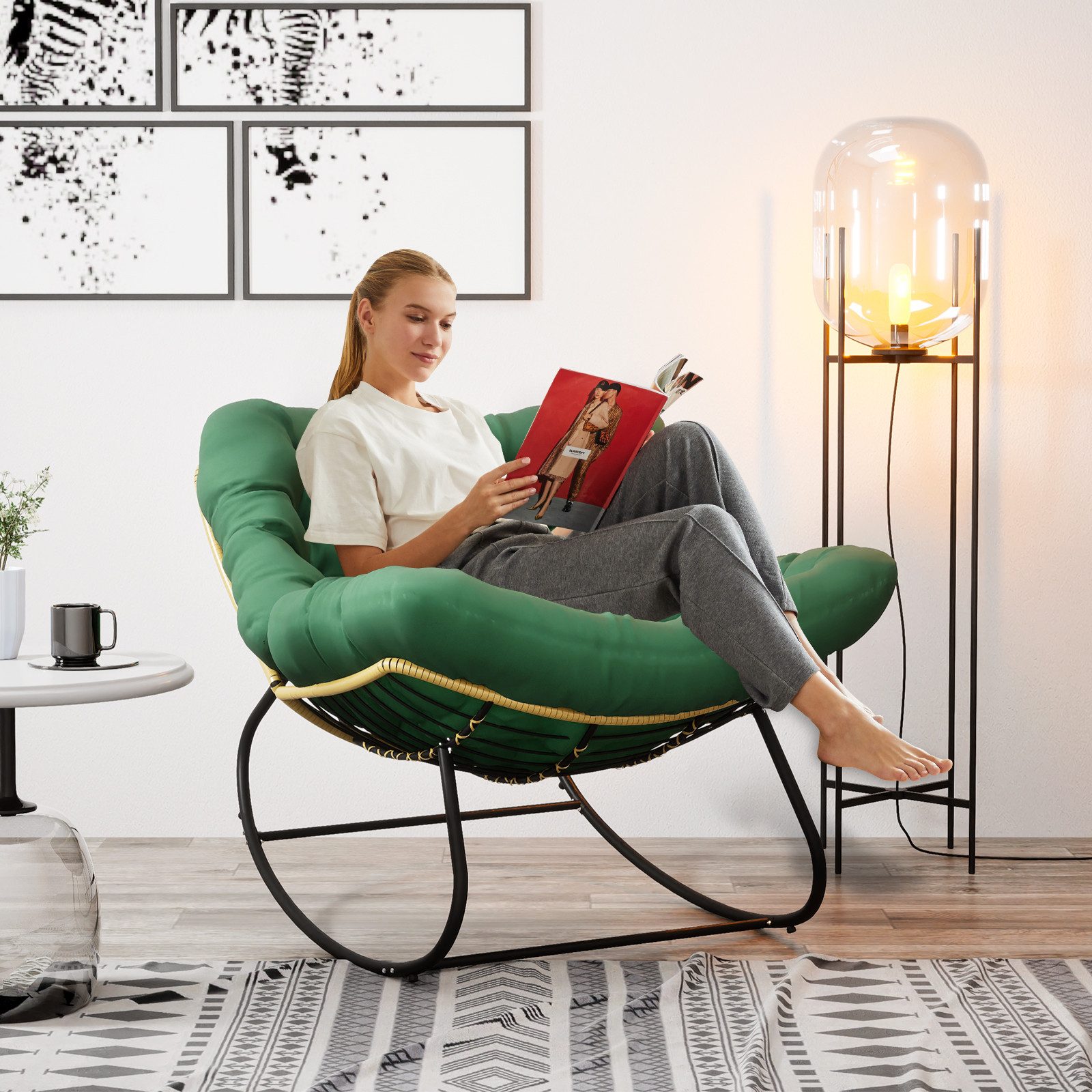 TWSOUL Schaukelsessel Extra dickes gepolstertem, Rattanstuhl günstig online kaufen