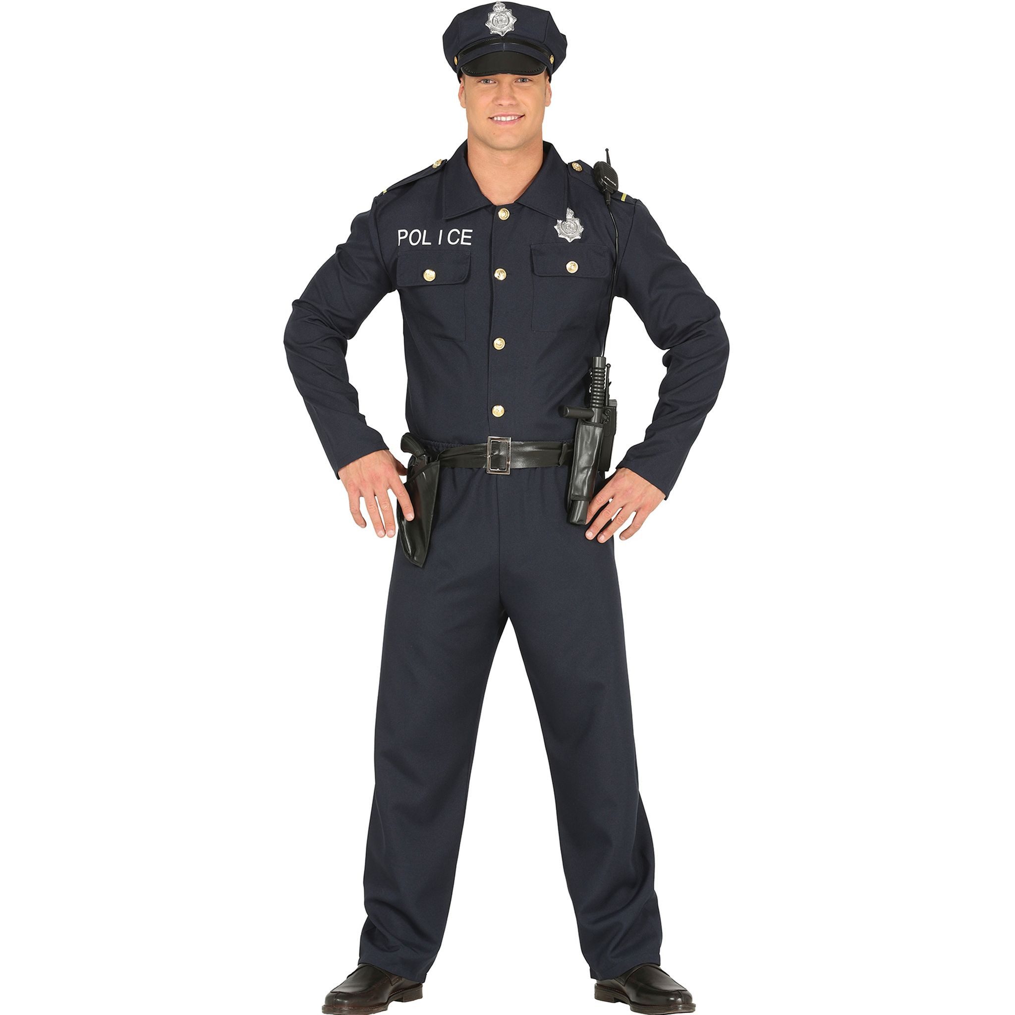 Fiestas Guirca Kostüm Polizist Stefan Herren Uniform Blau