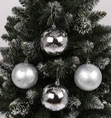 Sarcia.eu Weihnachtsbaumkugel Silberne Christbaumkugeln mit Glitzer, Kunststoff 8cm, 6 Stück 1Pack
