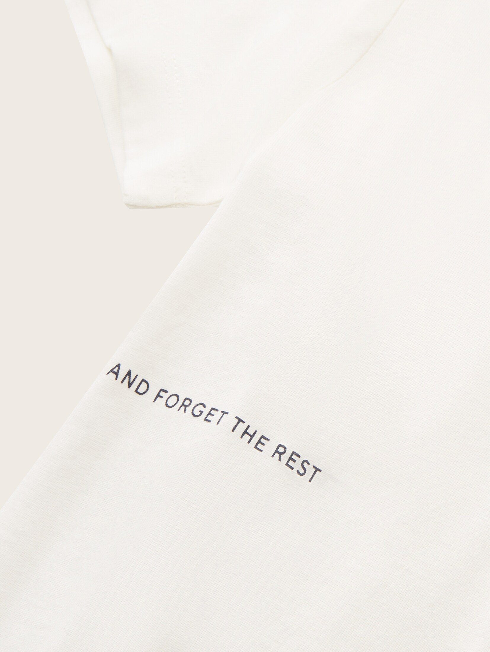 Wool TOM T-Shirt TAILOR mit T-Shirt Textprint White