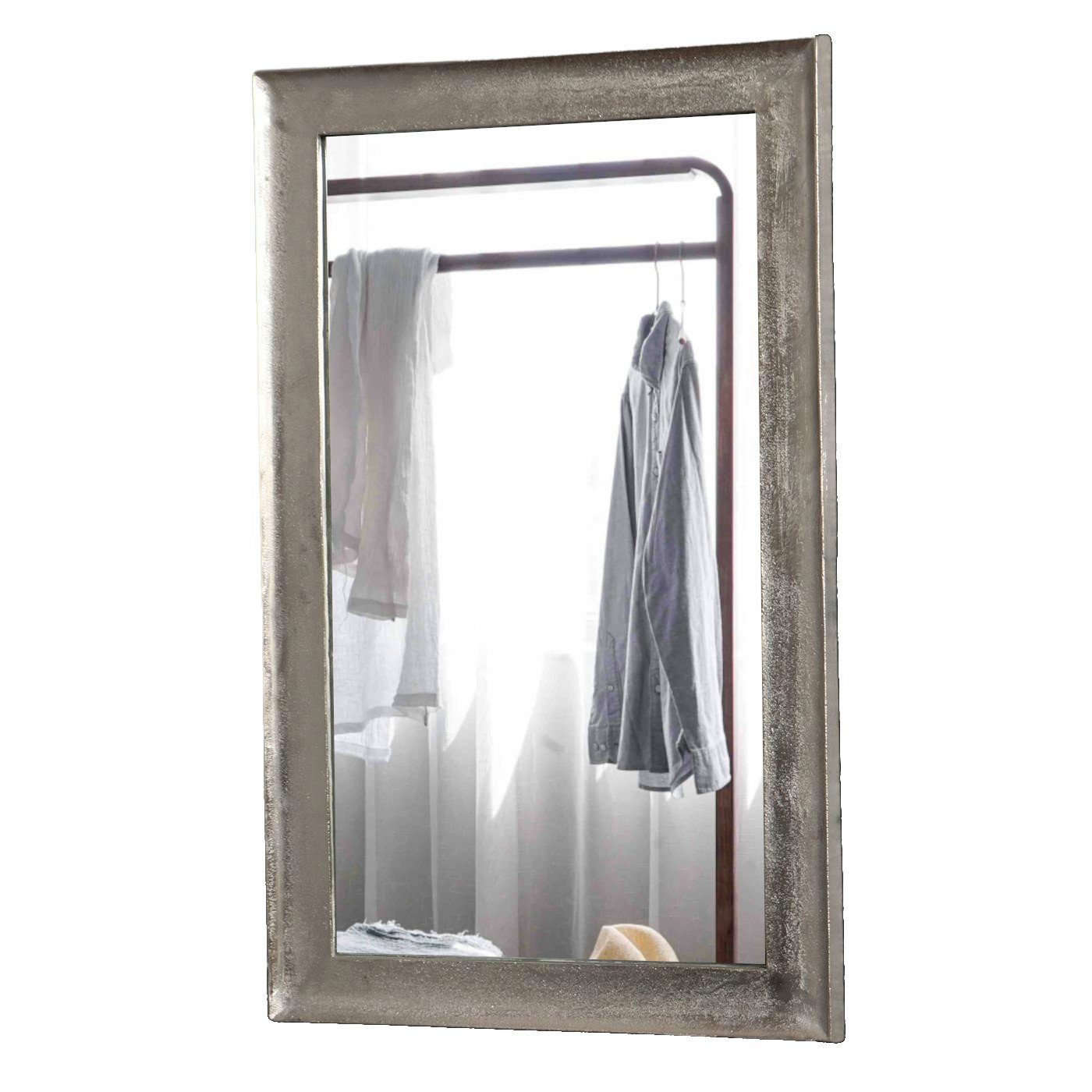 baario Wandspiegel Wandspiegel BAVAY silber, Aluminium 90x55cm Handarbeit Antik Design Bad. € 149,00