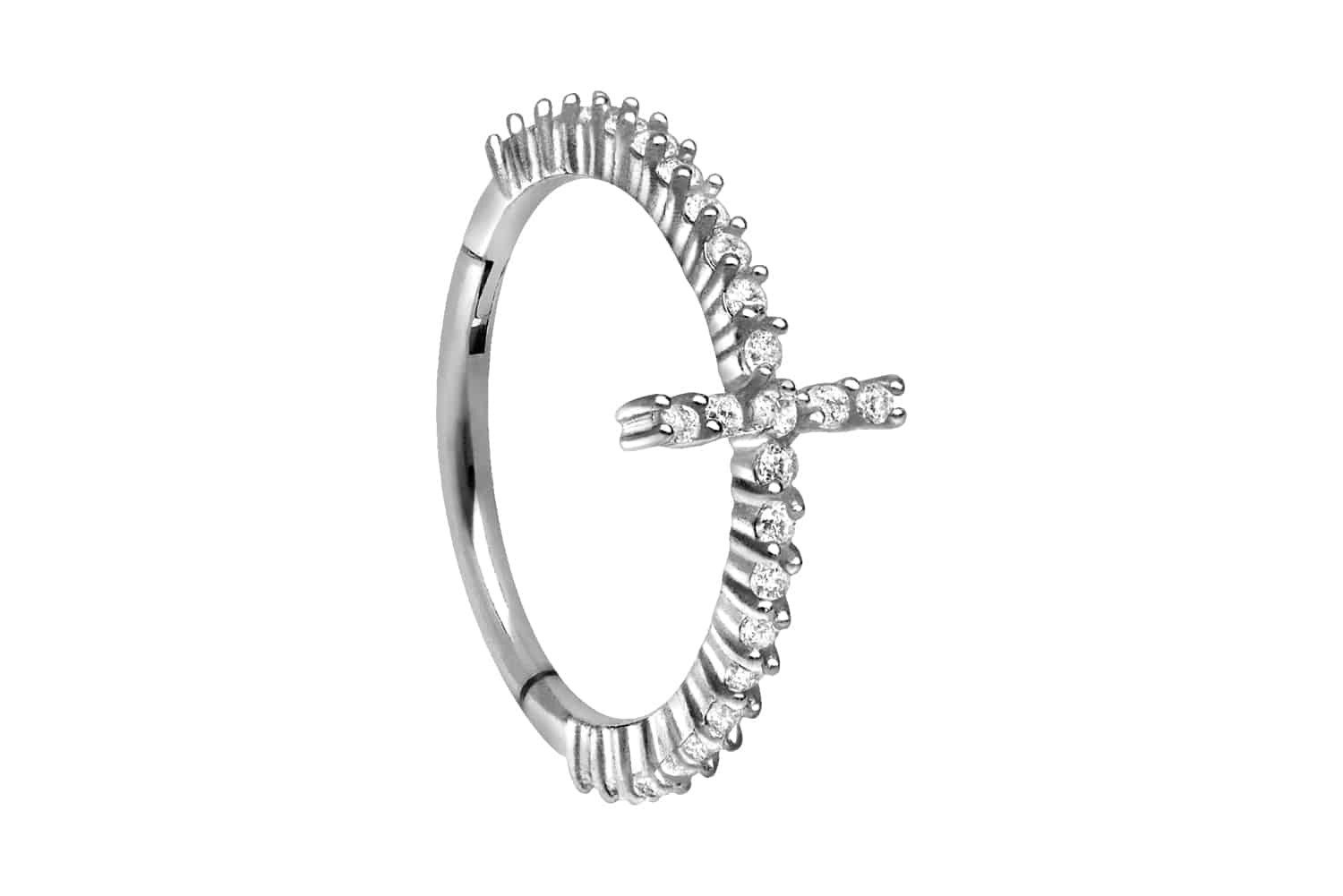 Piercing-Set Chirurgenstahl Segmentring Clicker KRISTALLKREUZ