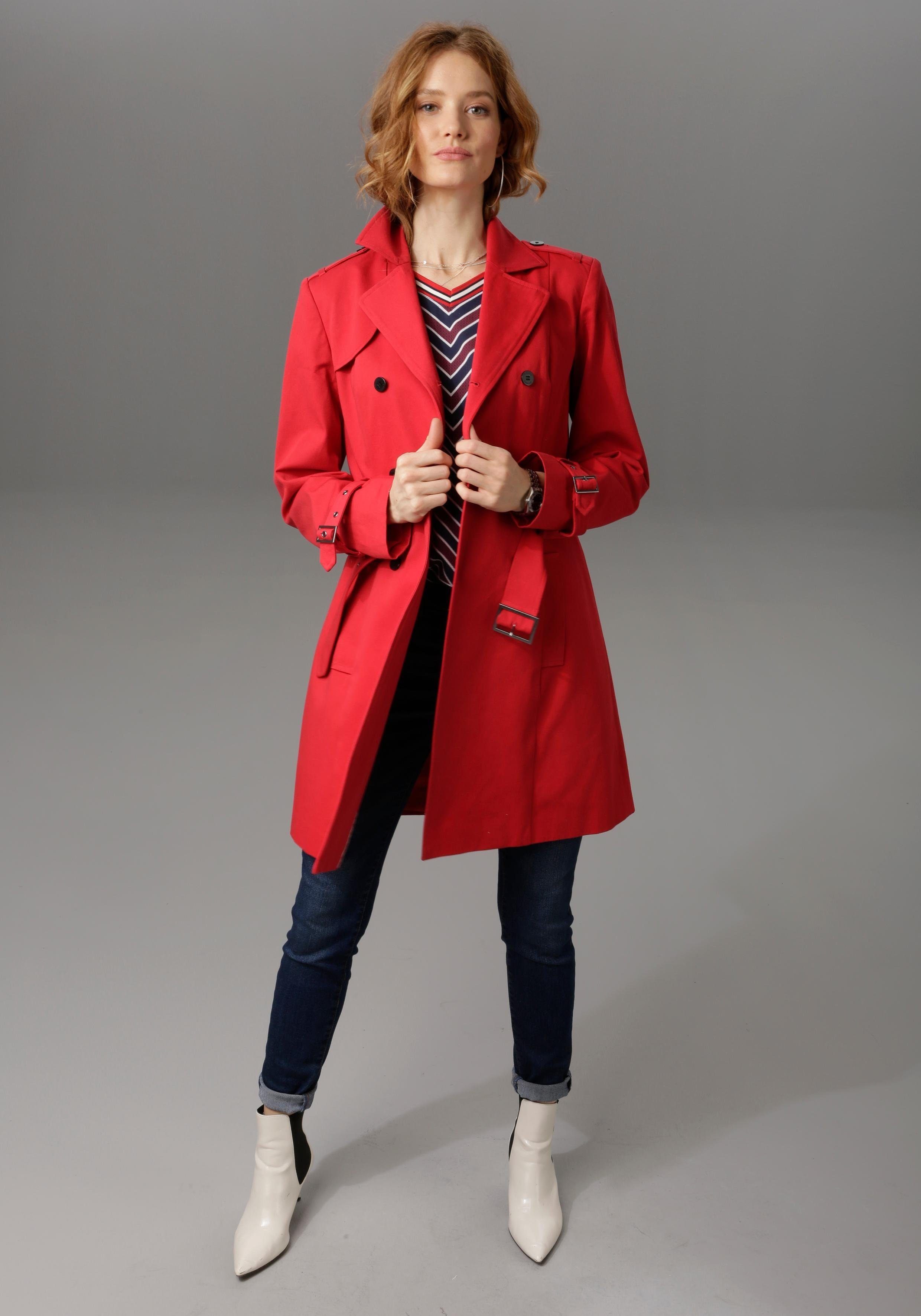 Aniston CASUAL zum mit Regulieren rot Gürtel Trenchcoat
