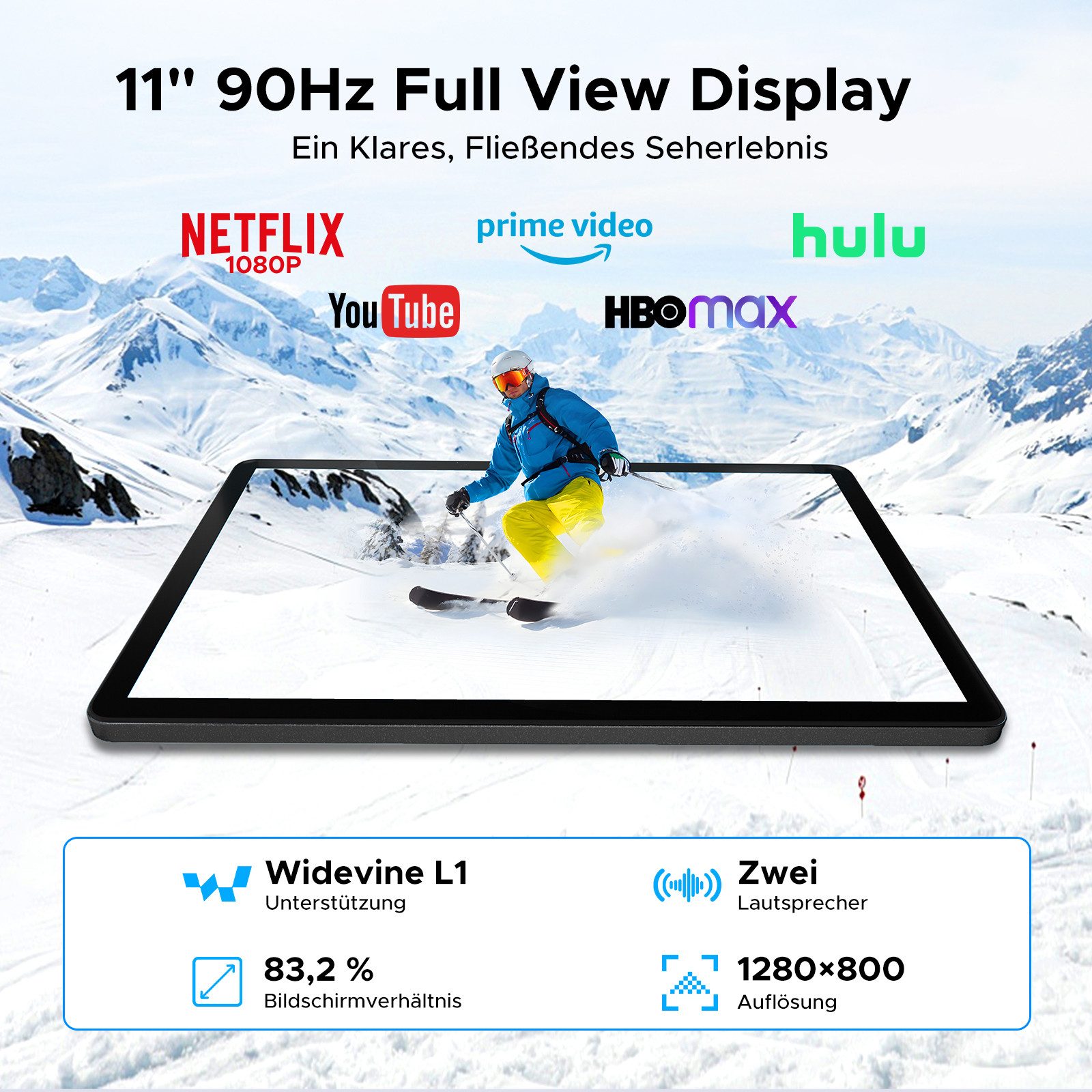 Aorlym AP11 Android 16 Tablet,11 Zoll mit Tastatur und Stift, 90Hz, 8800mAh Tablet (11", 128 GB, Android 16, T7250 Octa Core, Gemini AI, 13MP + 5MP, Widevine L1, Face ID/OTG/GPS)