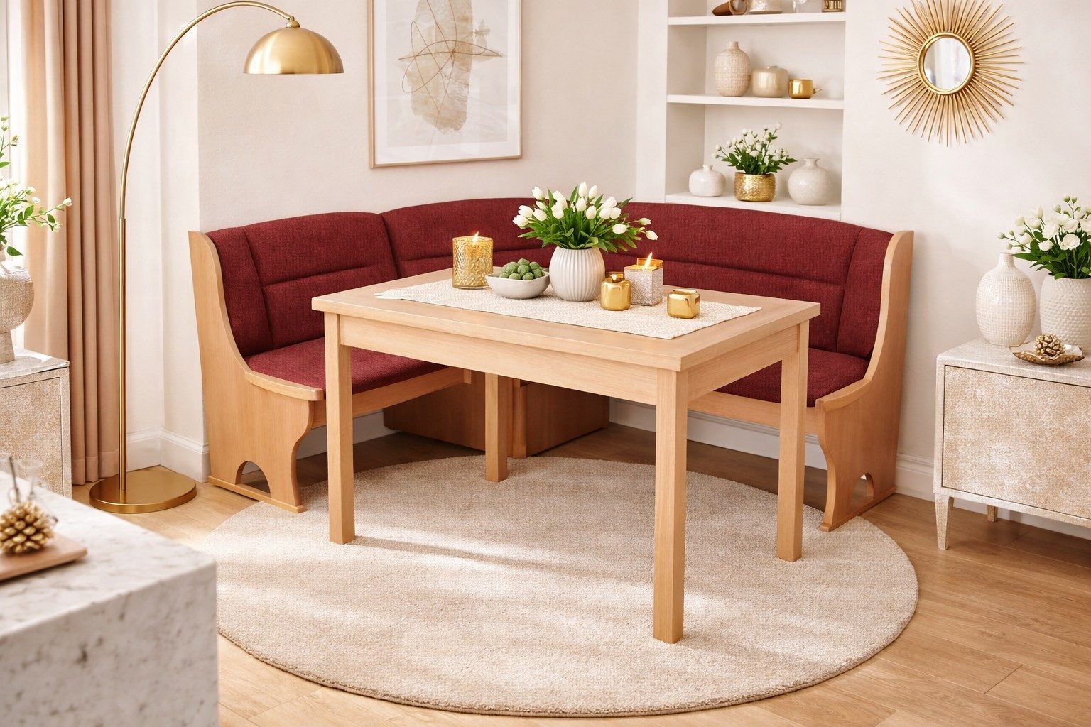 moebel-direkt-online Eckbankgruppe Moderne Eckbankgruppe mit Tisch und Truhen-Eckbank, (Spar-Set)