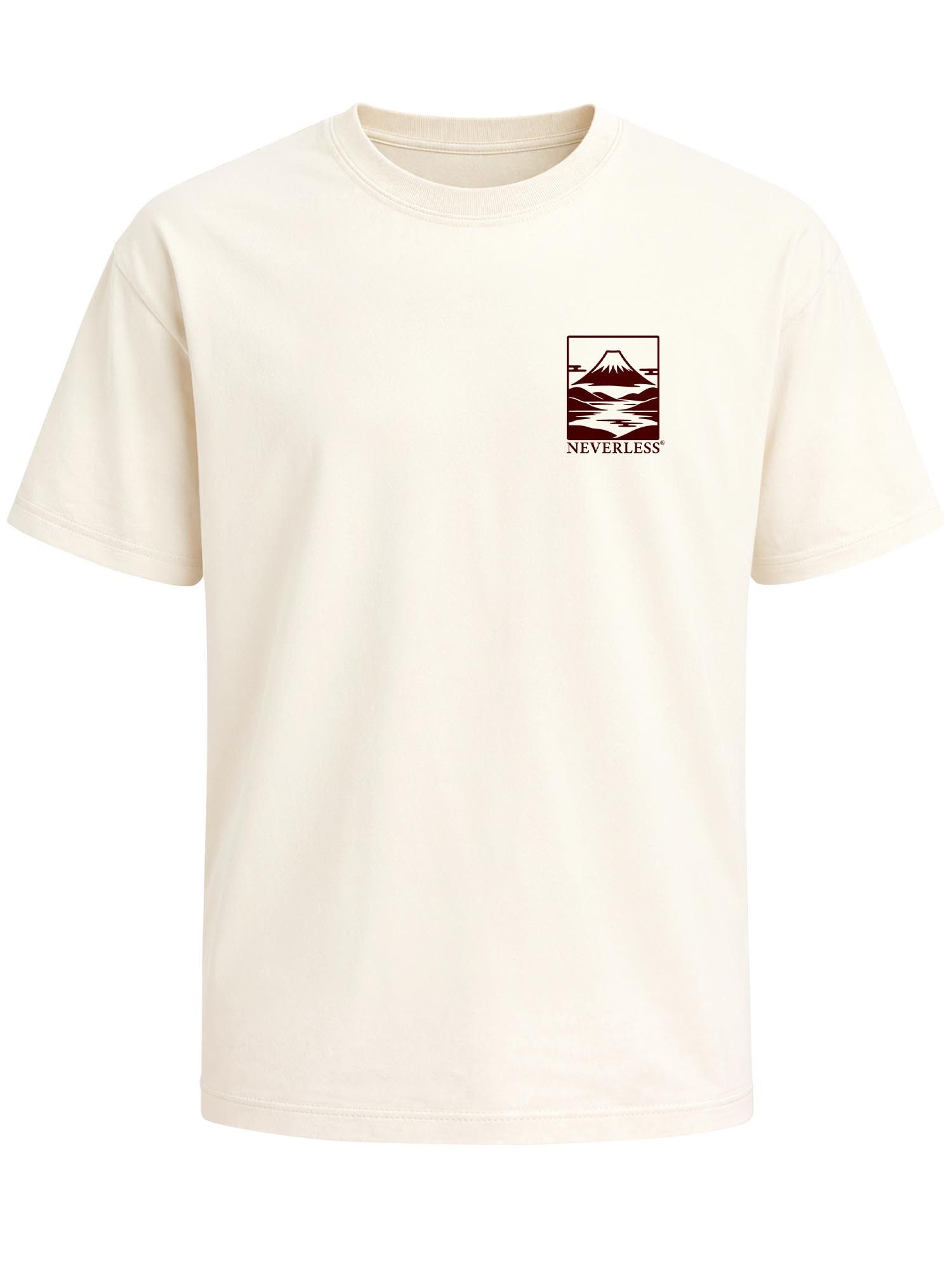 Neverless Oversize-Shirt Herren T-Shirt - Design Mount Fuji - Oversized Relaxed Fit Printshirt mit Print