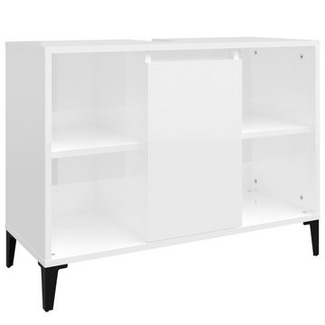 vidaXL Badezimmerspiegelschrank Waschbeckenunterschrank Hochglanz-Weiß 80x33x60cm Holzwerkstoff (1-St)