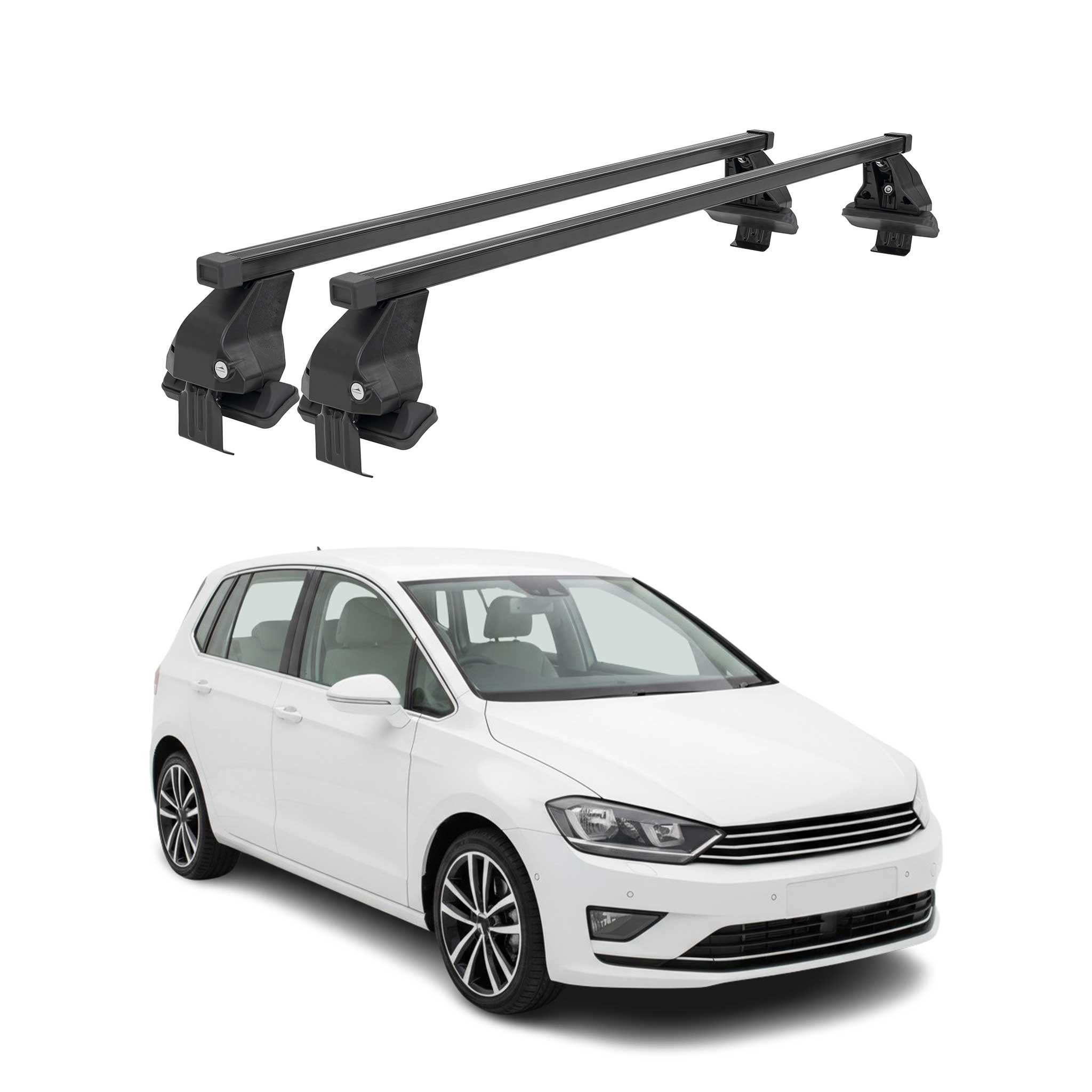 OMAC Dachträger Menabo Stahl Gepäckträger für VW Golf Sport Van 2014-19 Schwarz (2-St), Wasserbeständig,Abnehmbar,Multifunktional,Leichtgewichtig