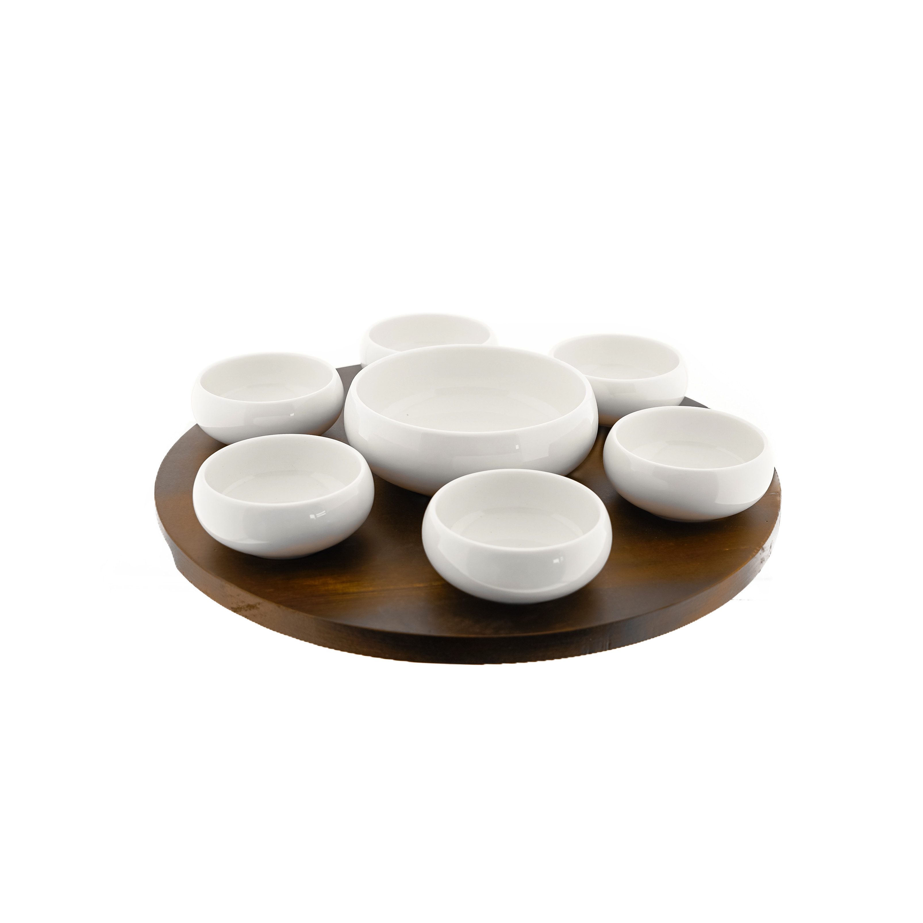 Almina Servierschale Set Belicia, Holz, Porzellan, (Packung, 8-tlg), mit Holzbrett & Schalen, für Snacks & Dips