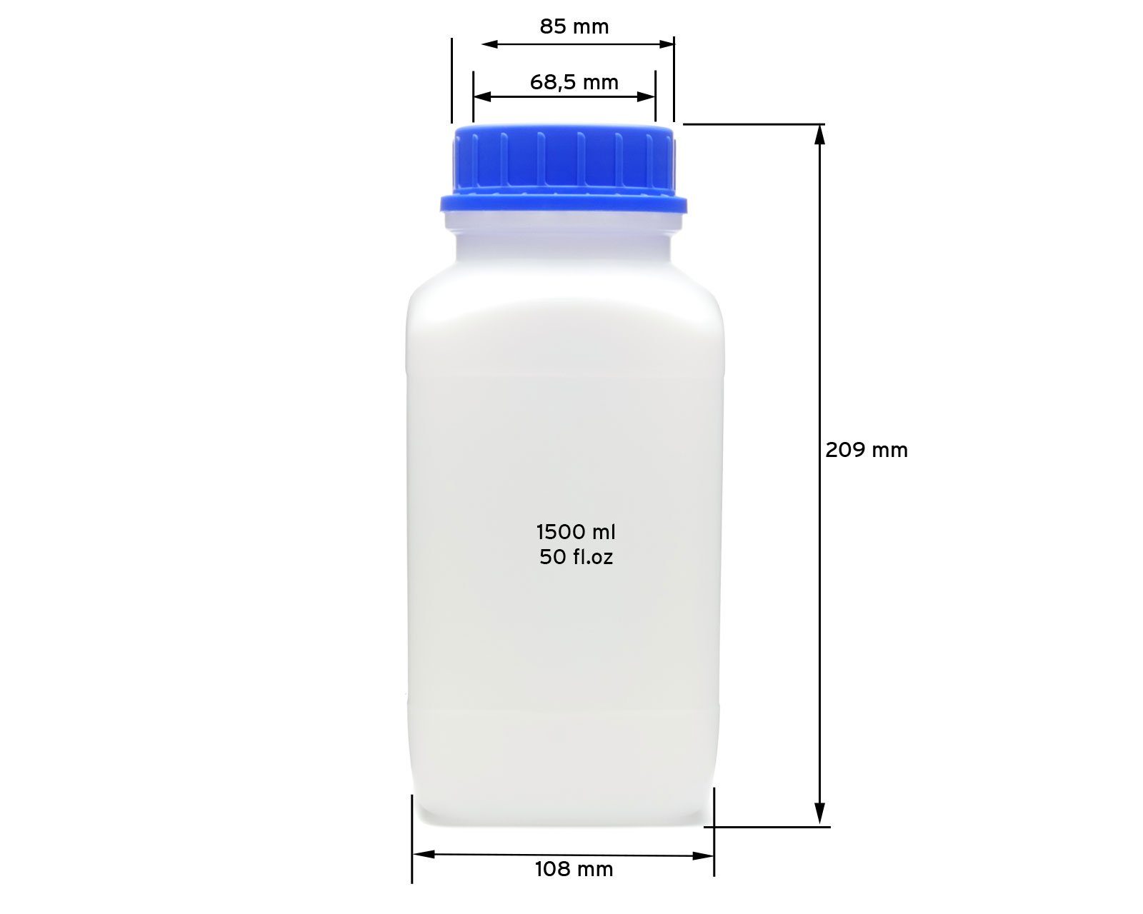 OCTOPUS Kanister 3x ml mit naturfarben, vierkant, 1500 Weithals-Flaschen Deckel, (3 blauem St)