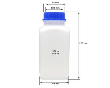 OCTOPUS Kanister 3x 1500 ml Weithals-Flaschen mit blauem Deckel, naturfarben, vierkant, (3 St)