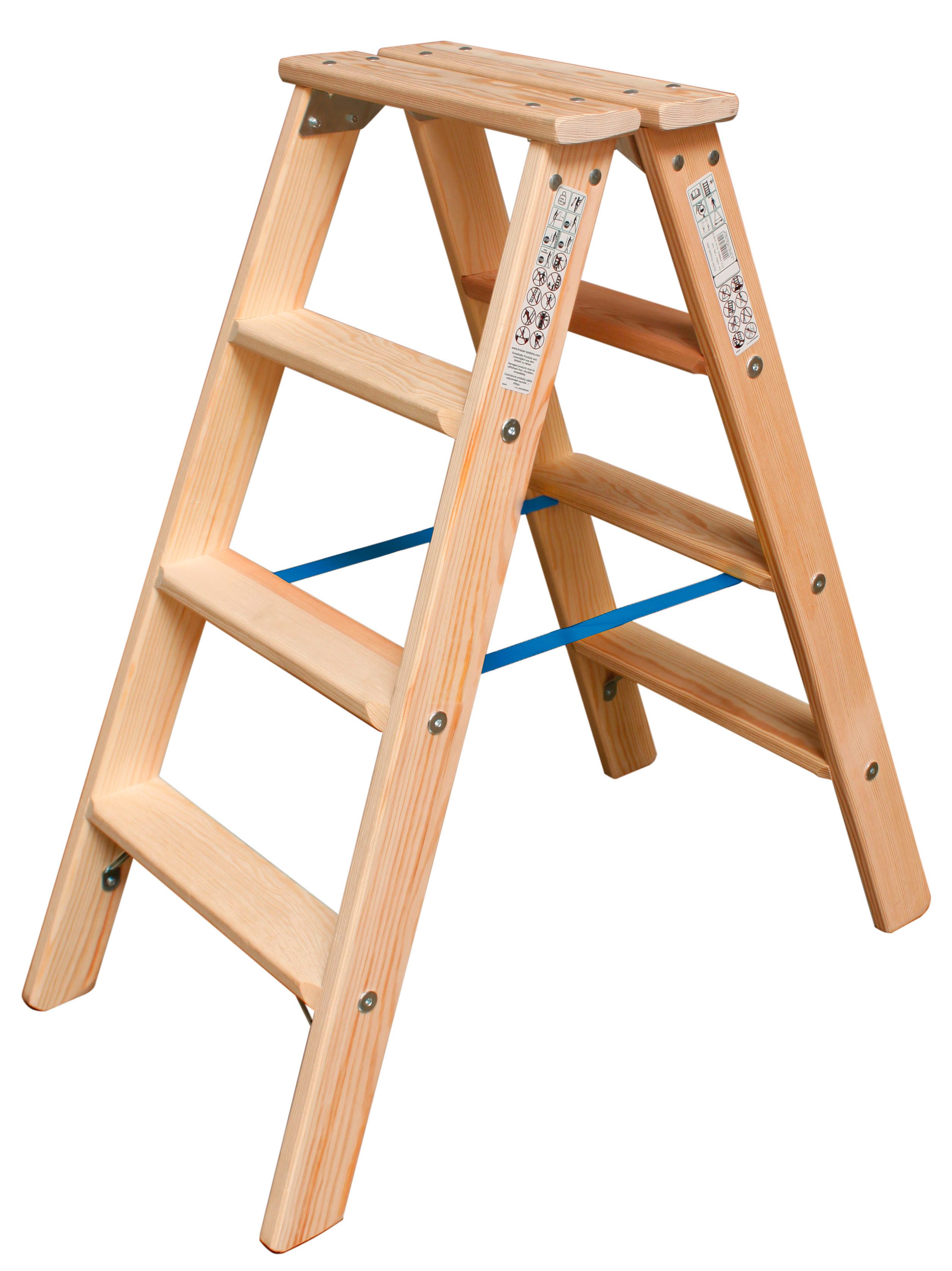 KRAUSE Doppelleiter STABILO, Holz, 2x4 Stufen, Arbeitshöhe ca. 245 cm