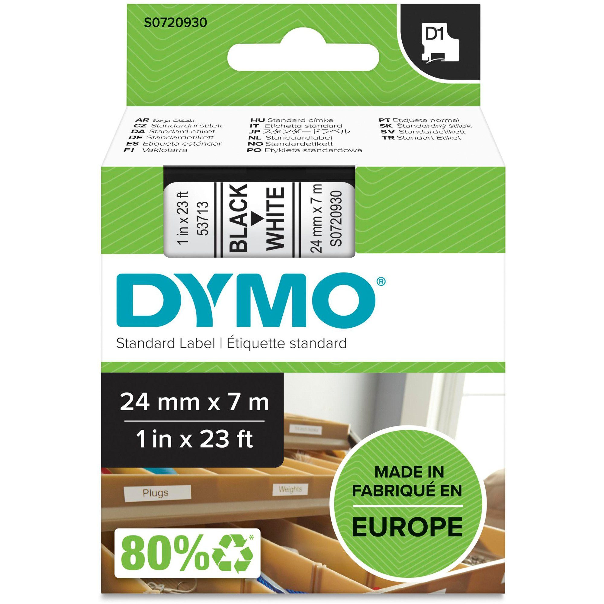 DYMO Drucker- und Копіювальний папір Dymo D1 ORIGINAL Schriftband, schwarz auf weiß