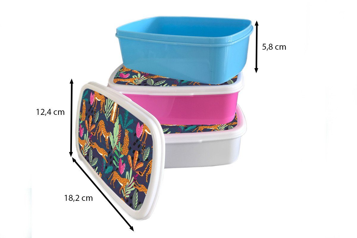 Kunststoff Brotdose Erwachsene, Muster Mädchen, - für Lunchbox Dschungel, Snackbox, rosa - Kinder, Gepard MuchoWow Kunststoff, (2-tlg), Brotbox