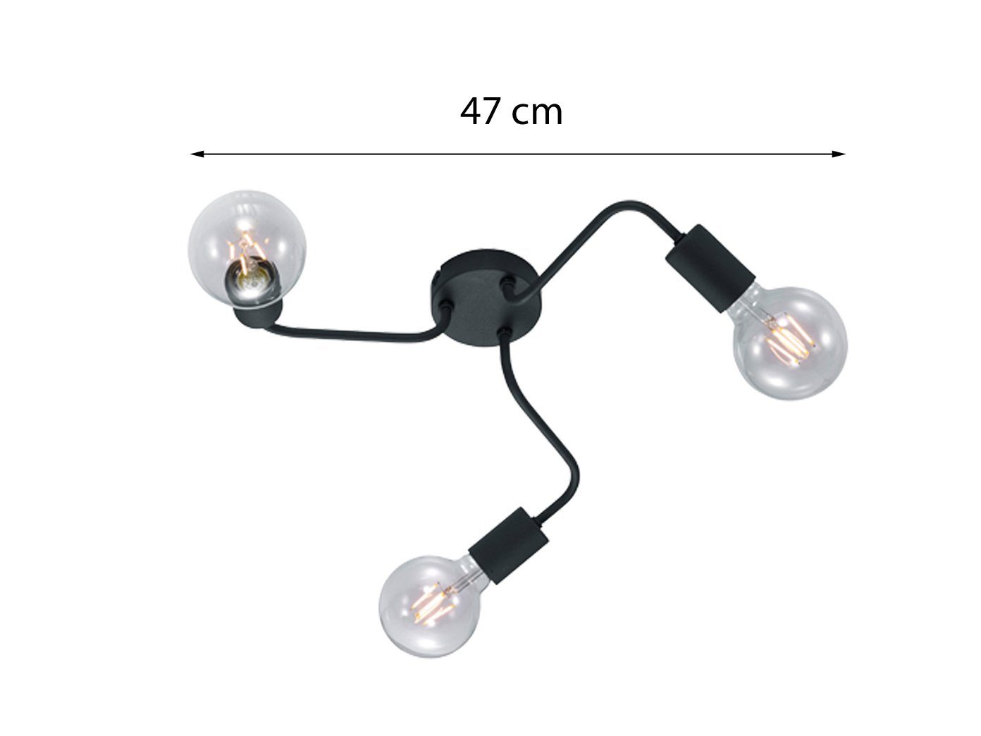 Schwarz, Metall meineWunschleuchte Ø47cm LED minimalistisch LED Warmweiß, Deckenleuchte, wechselbar, dreiflammig ausgefallene