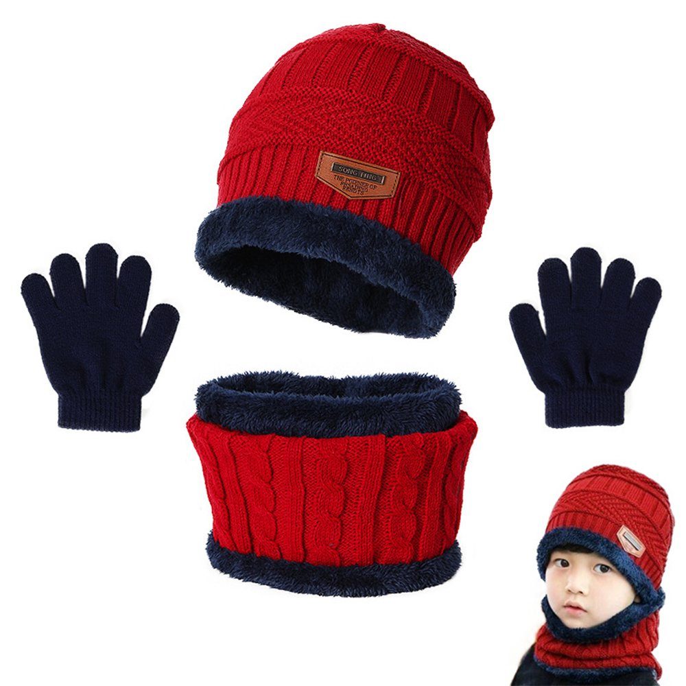 Coonoor Filzhut Kinder Wintermütze Schal Handschuhe Mädchen Strickmütze Set Ostergeschenke für Familie oder Freunde