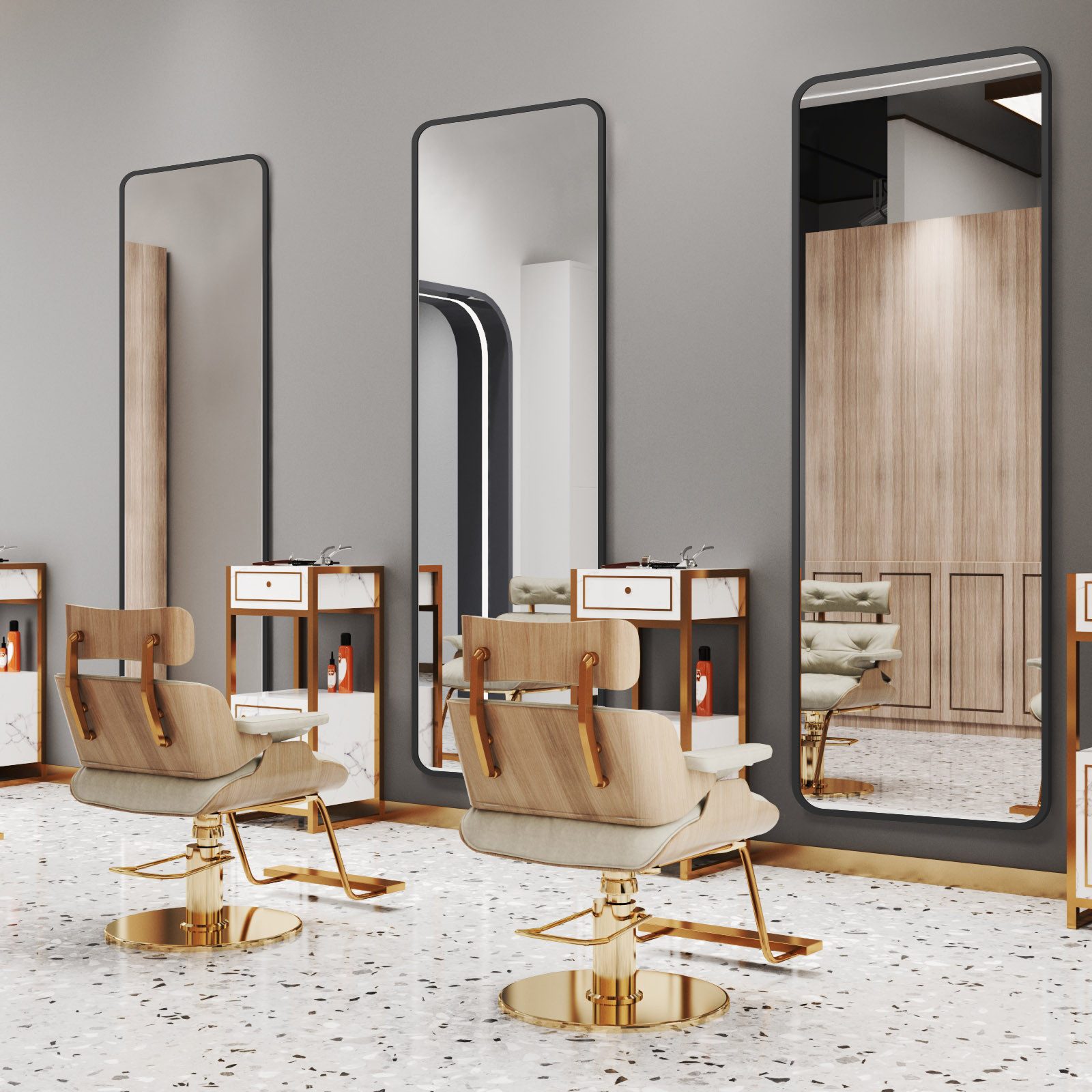 WDWRITTI Ganzkörperspiegel für Friseurladen Hotel Ganzkörperspiegel 180x80cm Spiegel groß Schwarz (Bodenspiegel Flurspiegel Rechteckig, mit Alurahmen), für Wohnzimmer Schlafzimmer Garderobe