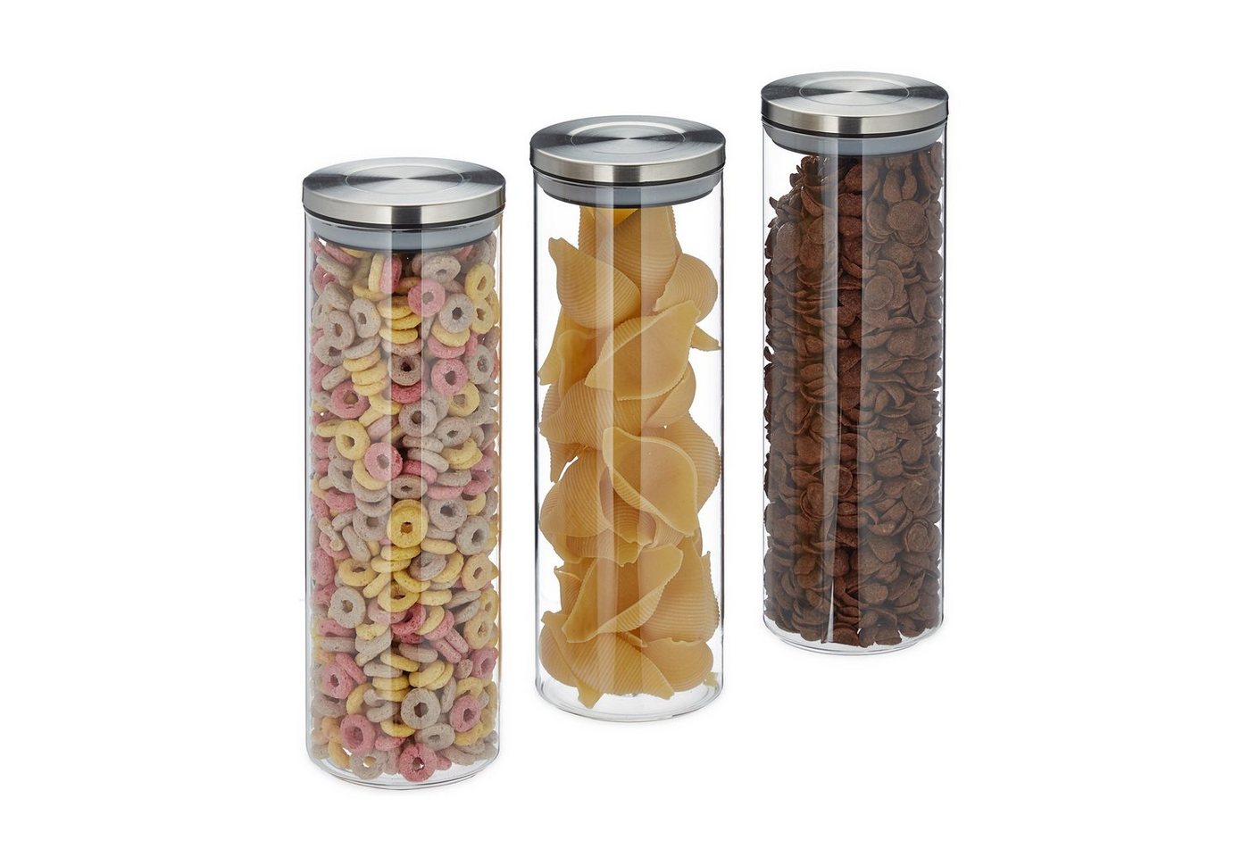 relaxdays Vorratsglas 3er Set 1,6 Liter, Glas, (3-tlg)