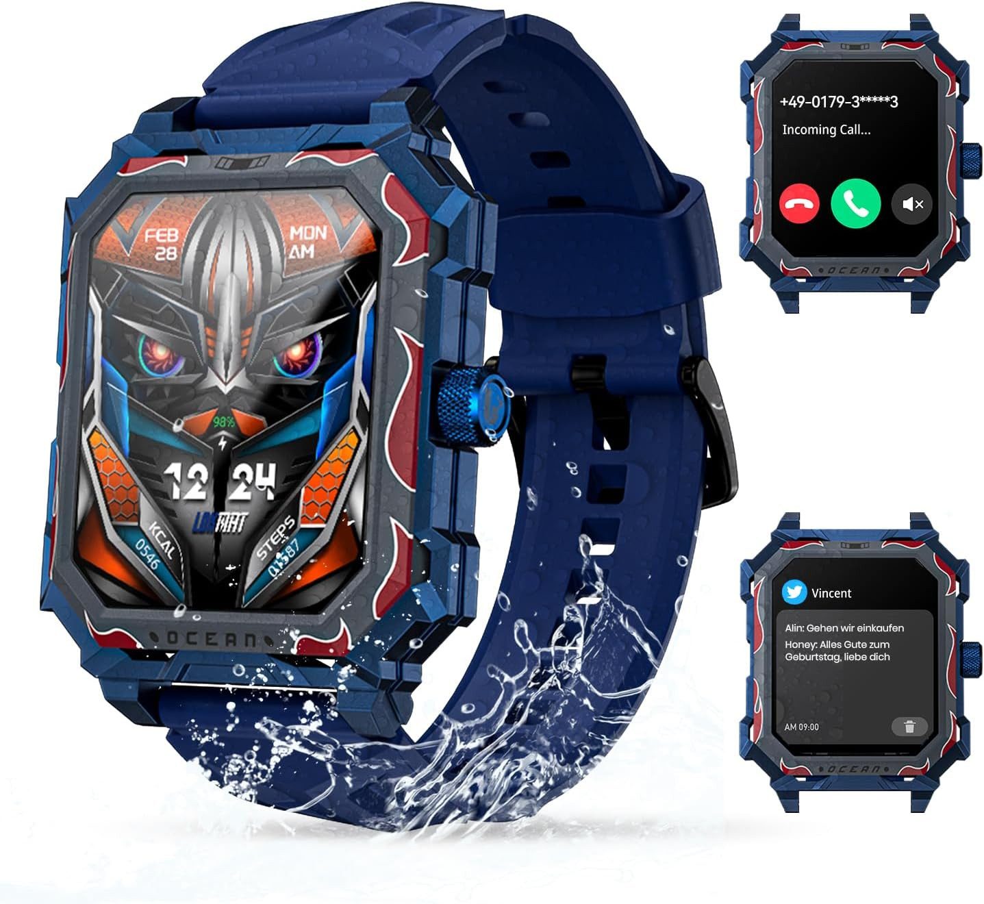 Rogbid ‎ S3-lokmat Smartwatch (4,9 cm, android ios), Outdoor Smartwatch Herren mit 1.93" HD Display, 100 Tagen