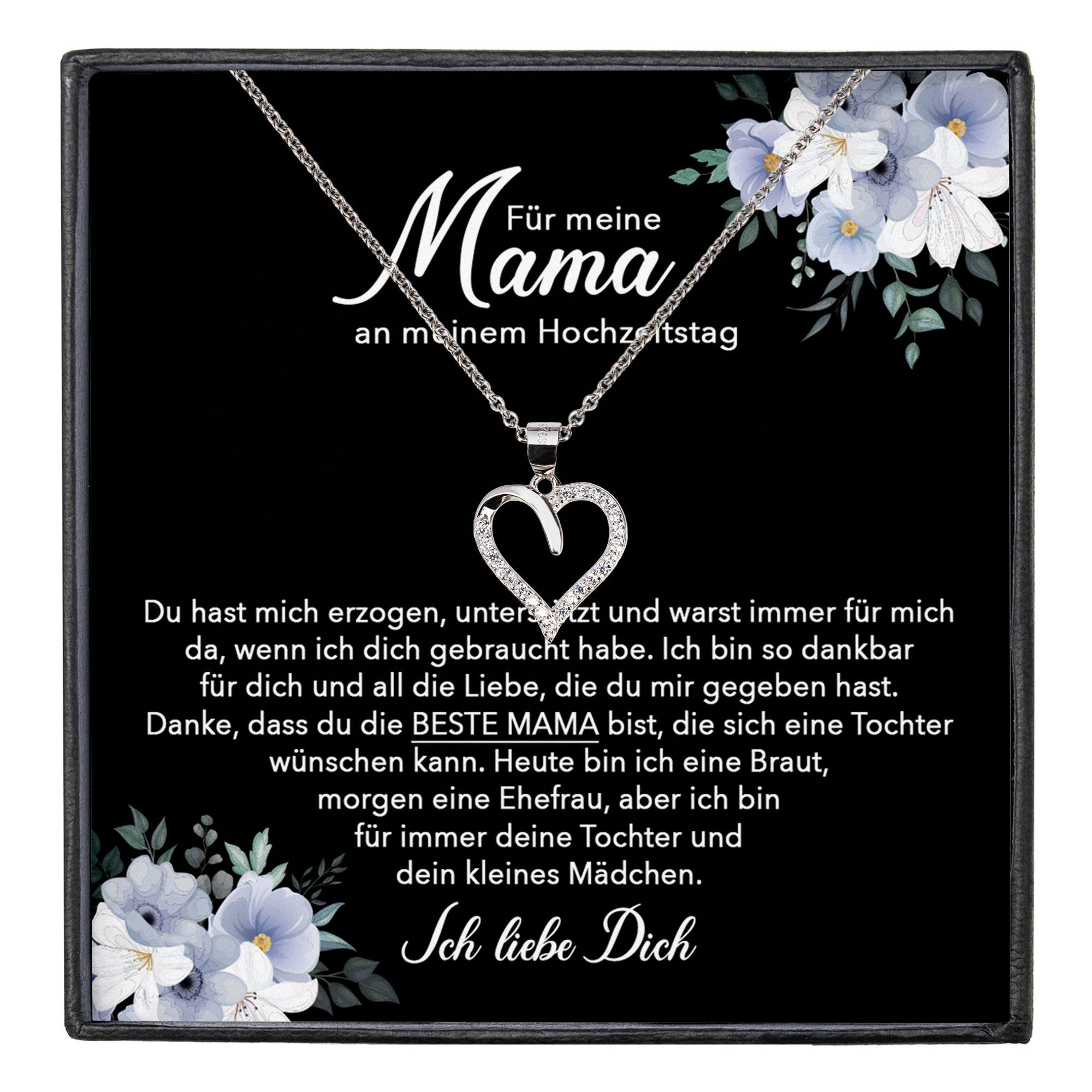 22Feels Schmuckset Brautmutter Geschenk von Braut zur Hochzeit Frauen Damen Halskette (inkl. Geschenktasche, Karte(n), Poliertuch, Beutel), Echt-Silber 925/000, Karte Made In Germany