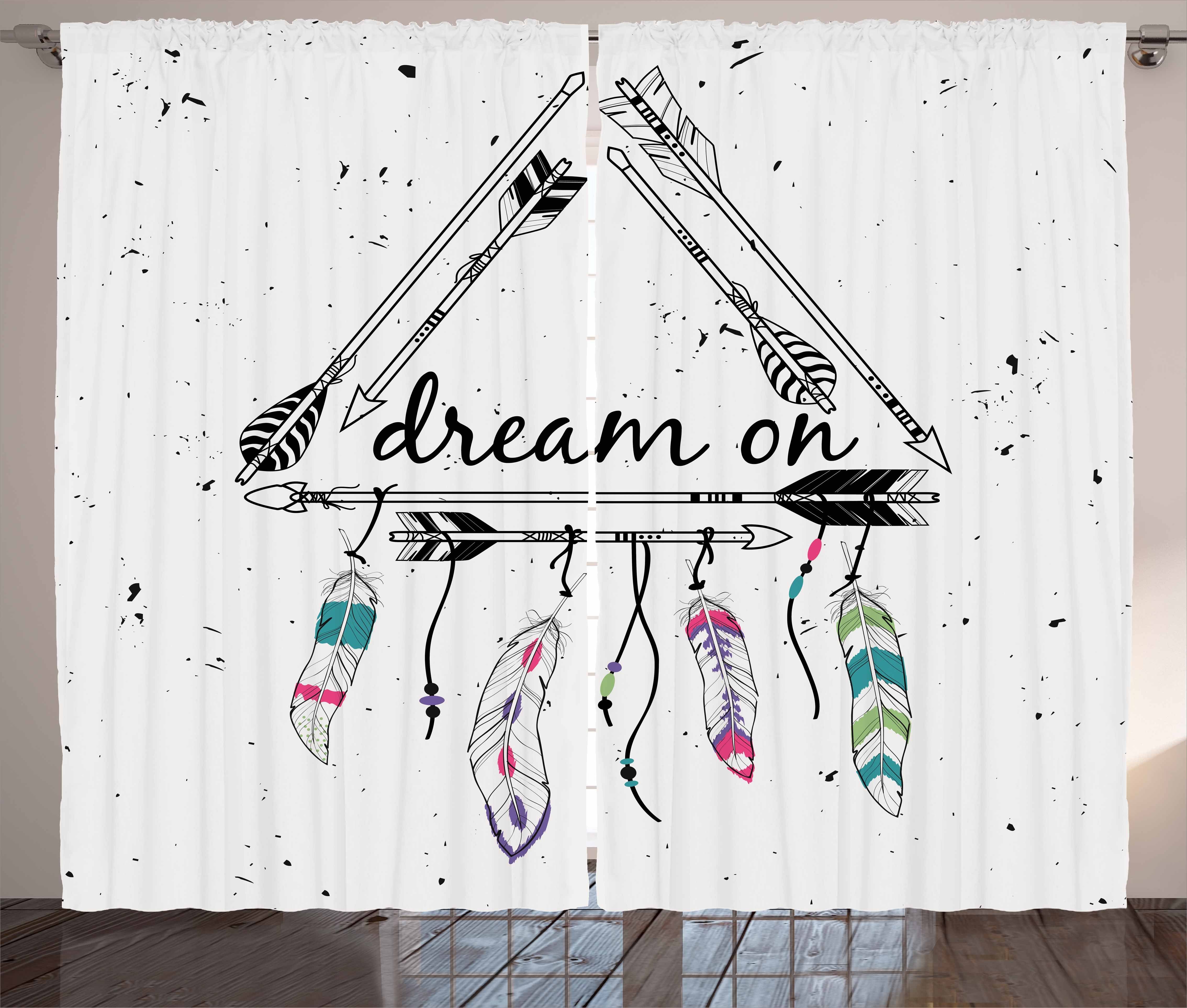 Gardine Schlafzimmer Kräuselband Vorhang mit Schlaufen und Haken, Abakuhaus, Indie böhmische Traum