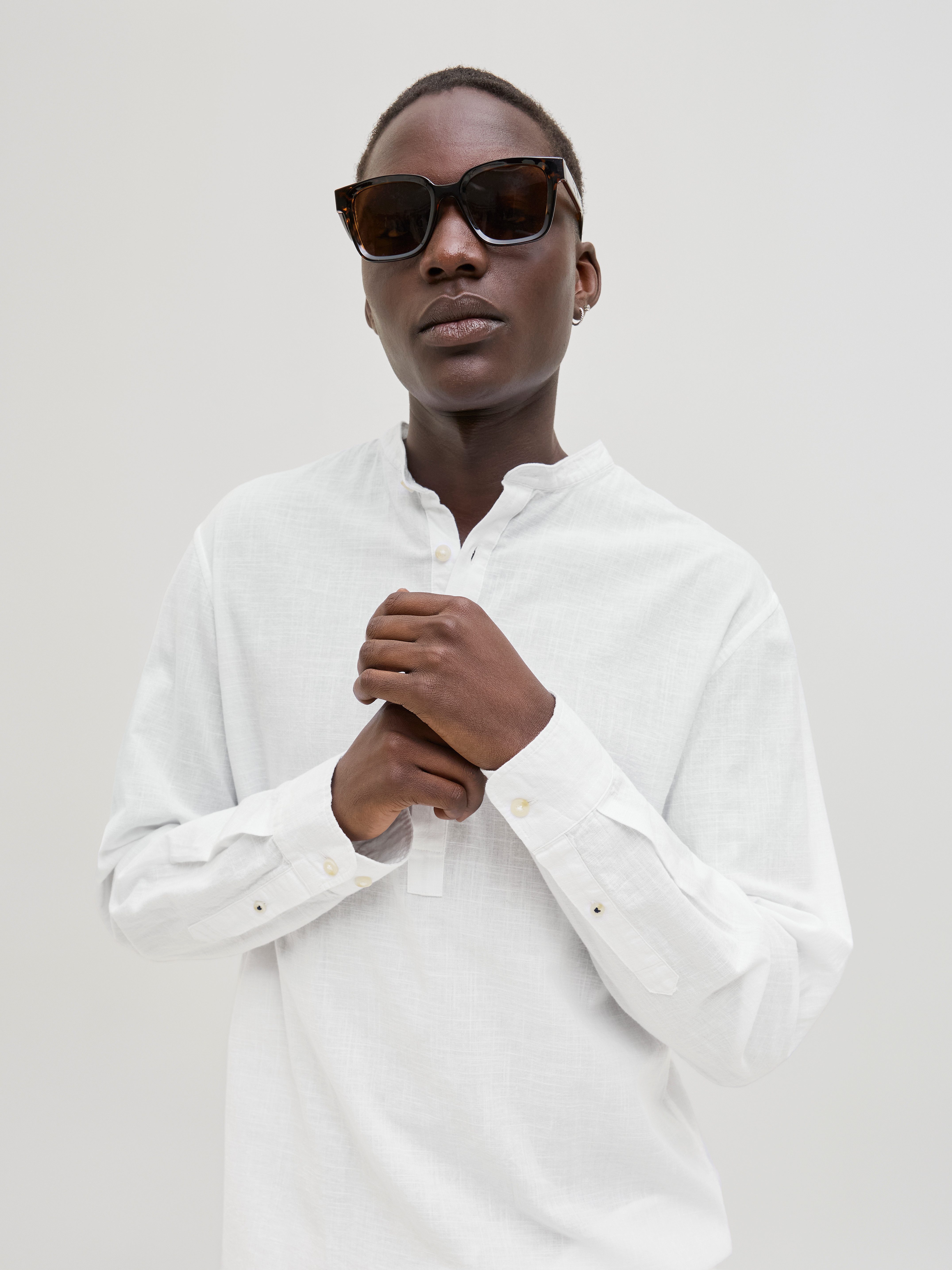 Jack & Jones Langarmhemd JJESUMMER HALF PLACKET SHIRT LS SN mit Bandkragen günstig online kaufen