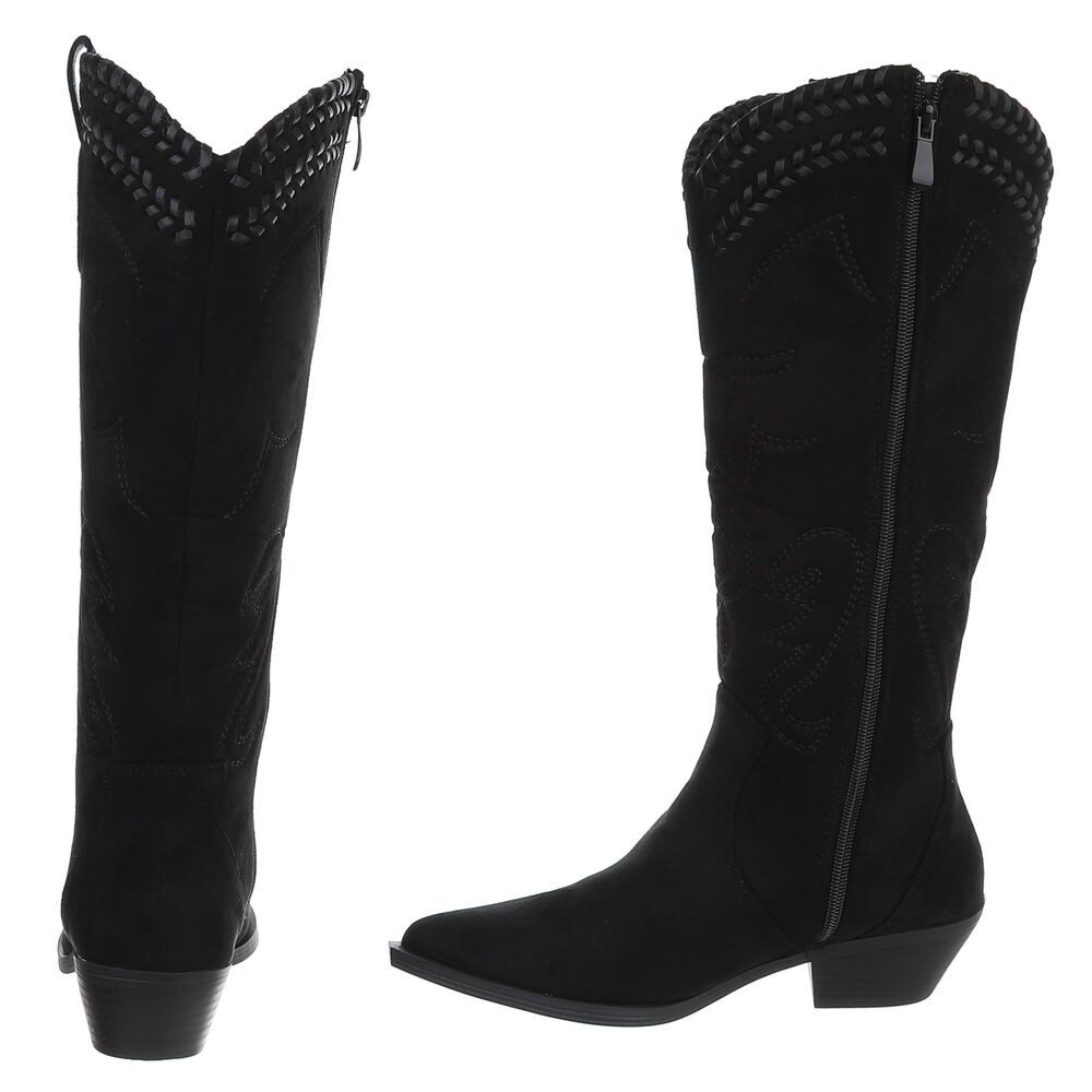 Ital-Design Damen Westernstiefel mit Blockabsatz und Ziernähten Westernstiefel (92299582) Blockabsatz Stiefel in Schwarz – Bild 5 von 5