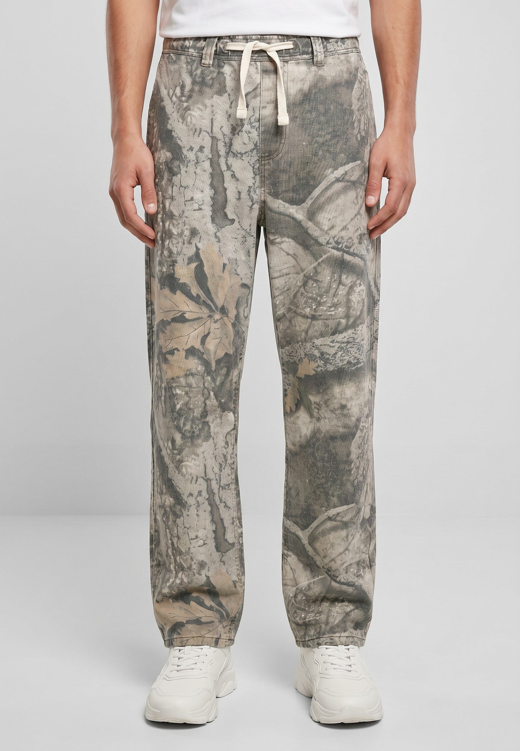 Eight2Nine Stoffhose Herren Hose mit Marmor-Print Heavy-Twill Hose, Allover Muster, Gummibund