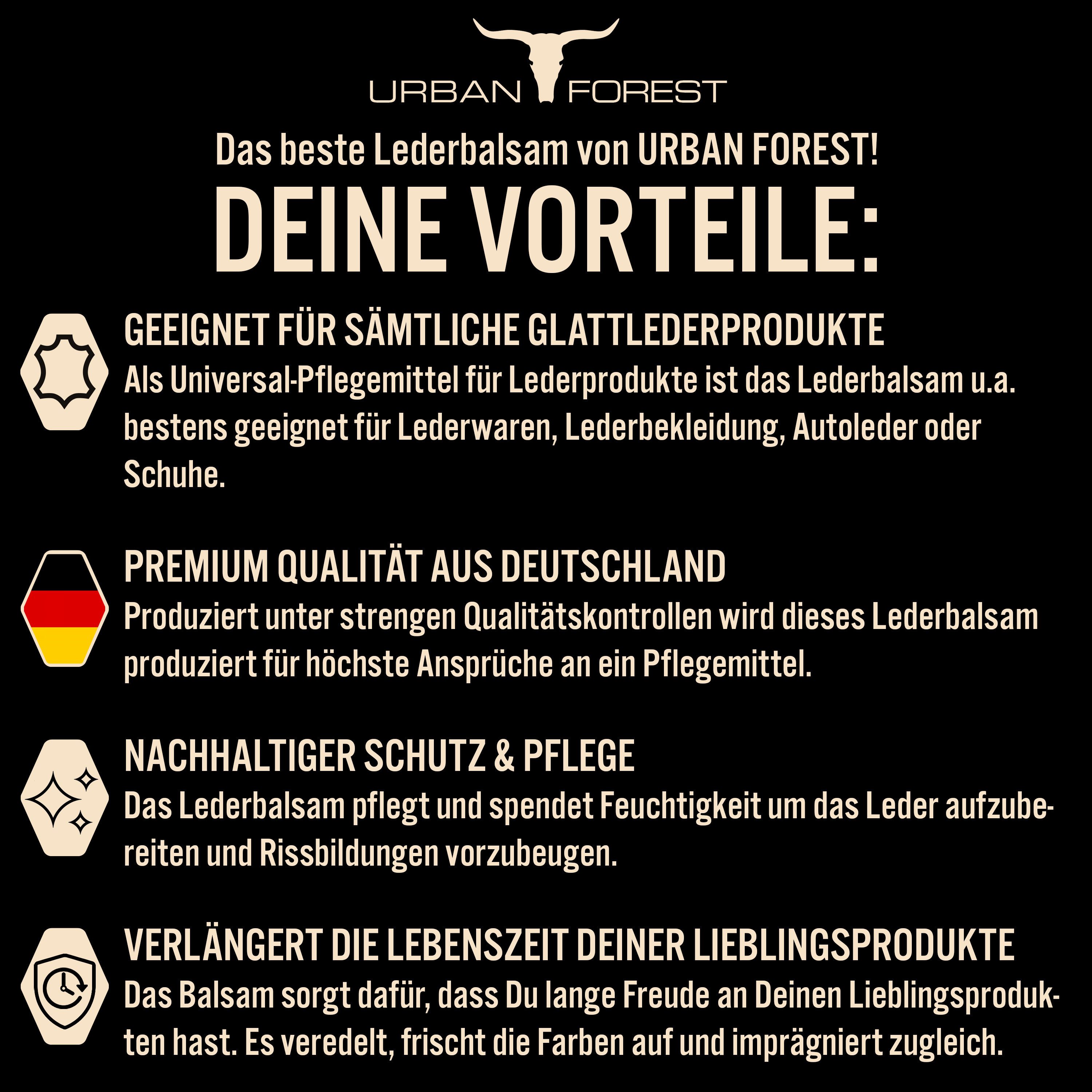 URBAN FOREST Lederpflege für Glattleder-Leder Balsam Lederpflege, 250ml