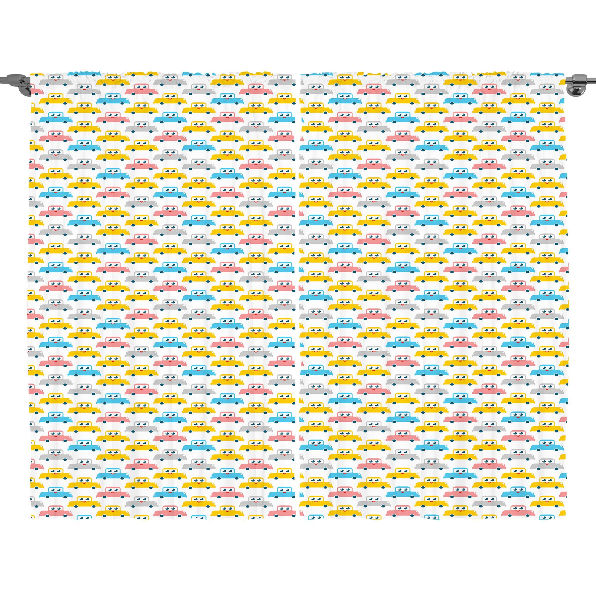 Abakuhaus Gardine Schlafzimmer Kräuselband Vorhang mit Schlaufen und Haken, Kindisch Kinder Autos Spielzeug Spielerisch