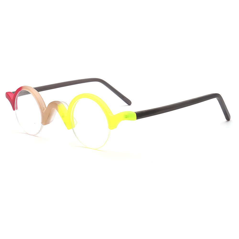 PACIEA Lesebrille Damen Herren Halbrand Mehrfarbig Anti Blaulicht Mode Rundrahmen