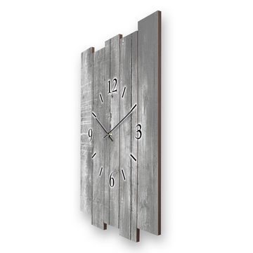 Kreative Feder Wanduhr Designer-Wanduhr Altes Holz Grau (ohne Ticken; Funk- oder Quarzuhrwerk; elegant, außergewöhnlich, modern)
