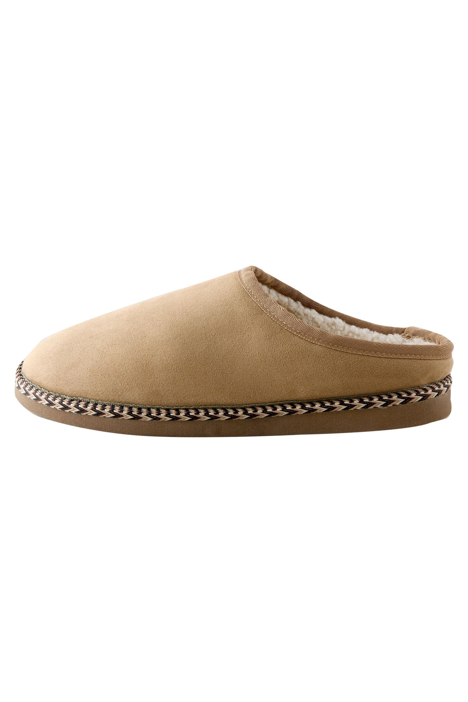 Microsuede-Pantolette mit Zierband Hausschuh