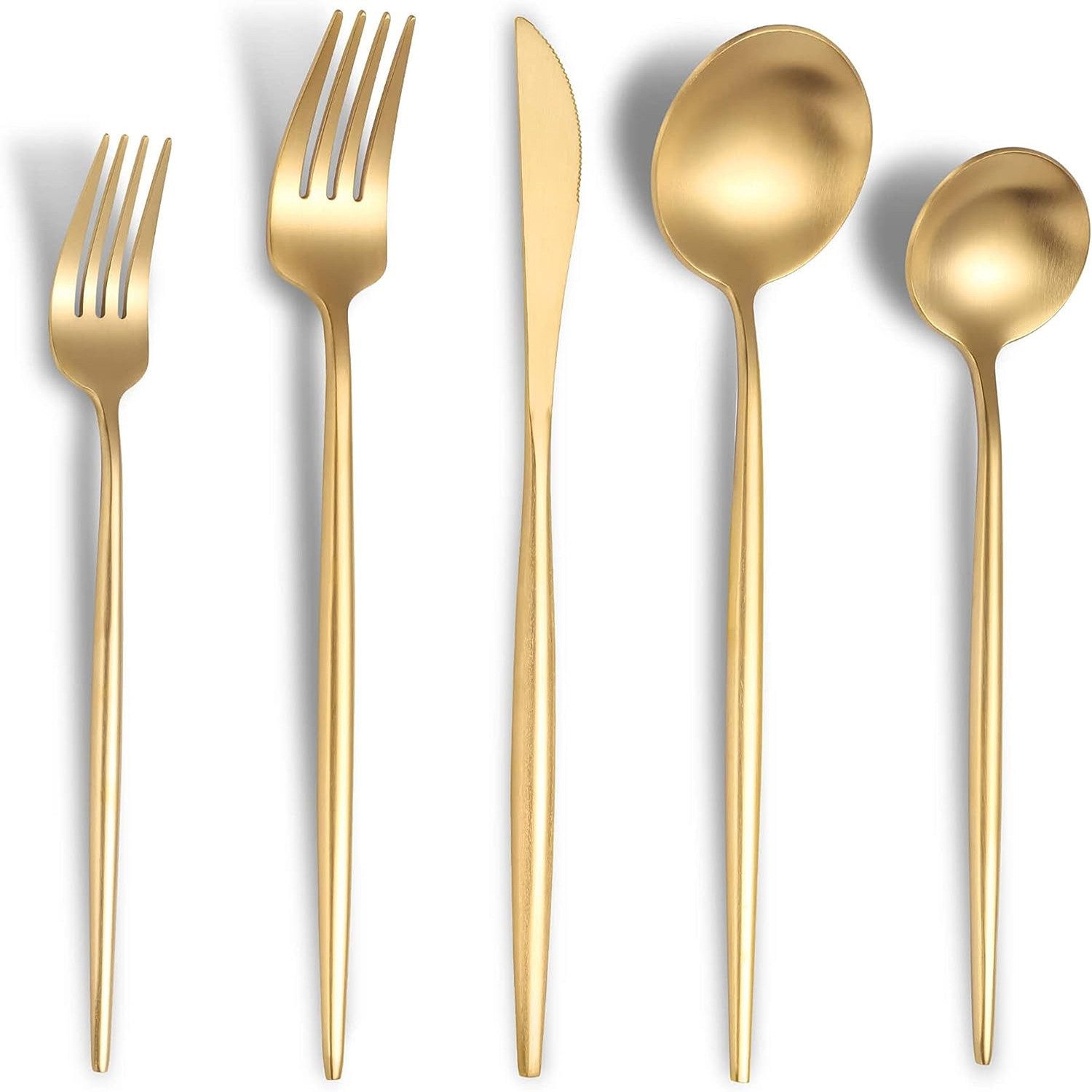 KingLux Besteck-Set 60 teilig Edelstahl Essbesteck Set mit Messer Gabel Löffel (60-tlg), 12 Personen, Edelstahl