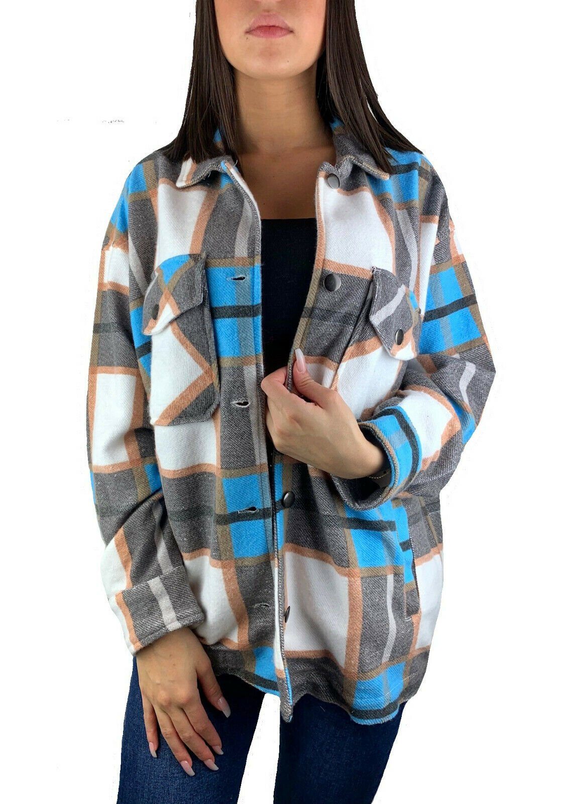 Worldclassca Flanellhemd Worldclassca Oversized Karo Hemd Hemdjacke Kariert Holzfällerhemd