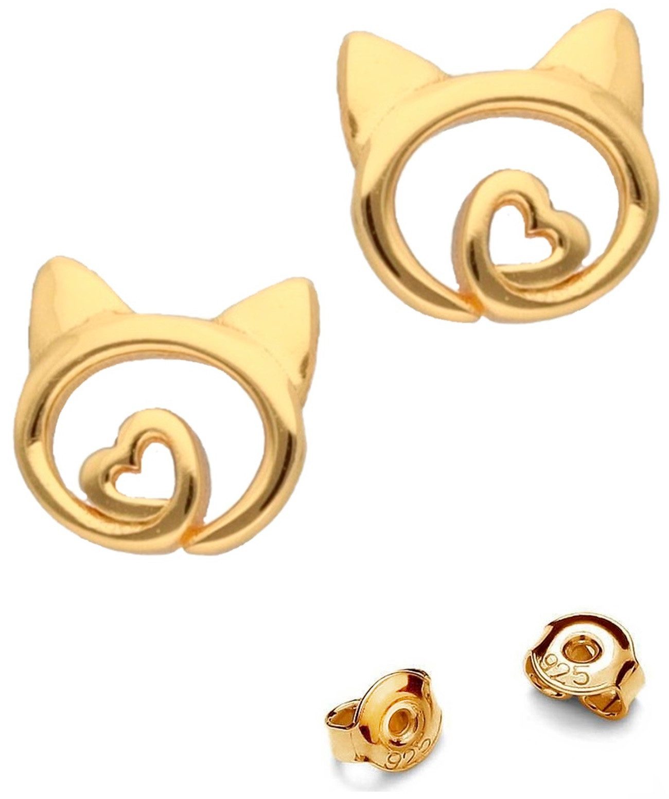 Goldene Hufeisen Paar Ohrstecker Katze Herz günstig online kaufen