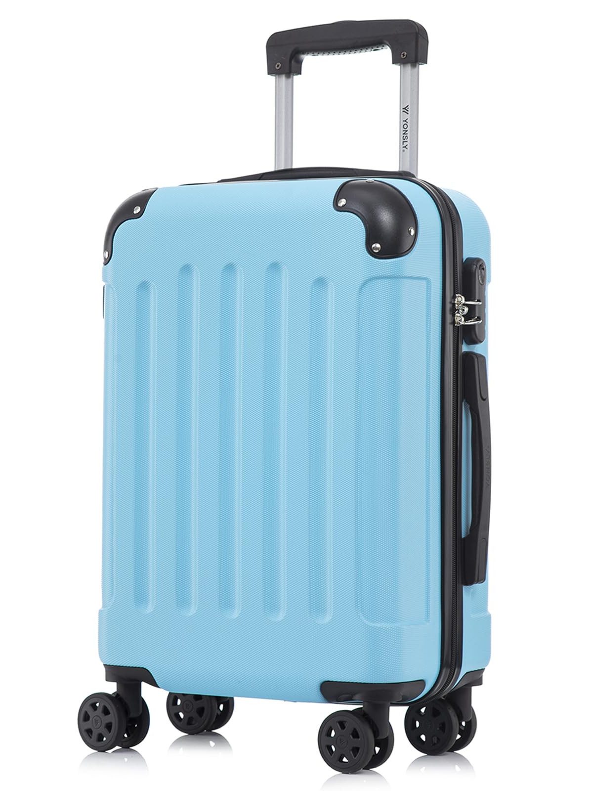 YONSLY Hartschalen-Trolley Hartschalen-Koffer Trolley 360° Rollen, robuster Reisekoffer, 4 Rollen, mit Zahlenschloss, für Business und Urlaub 46/55/66/76 cm