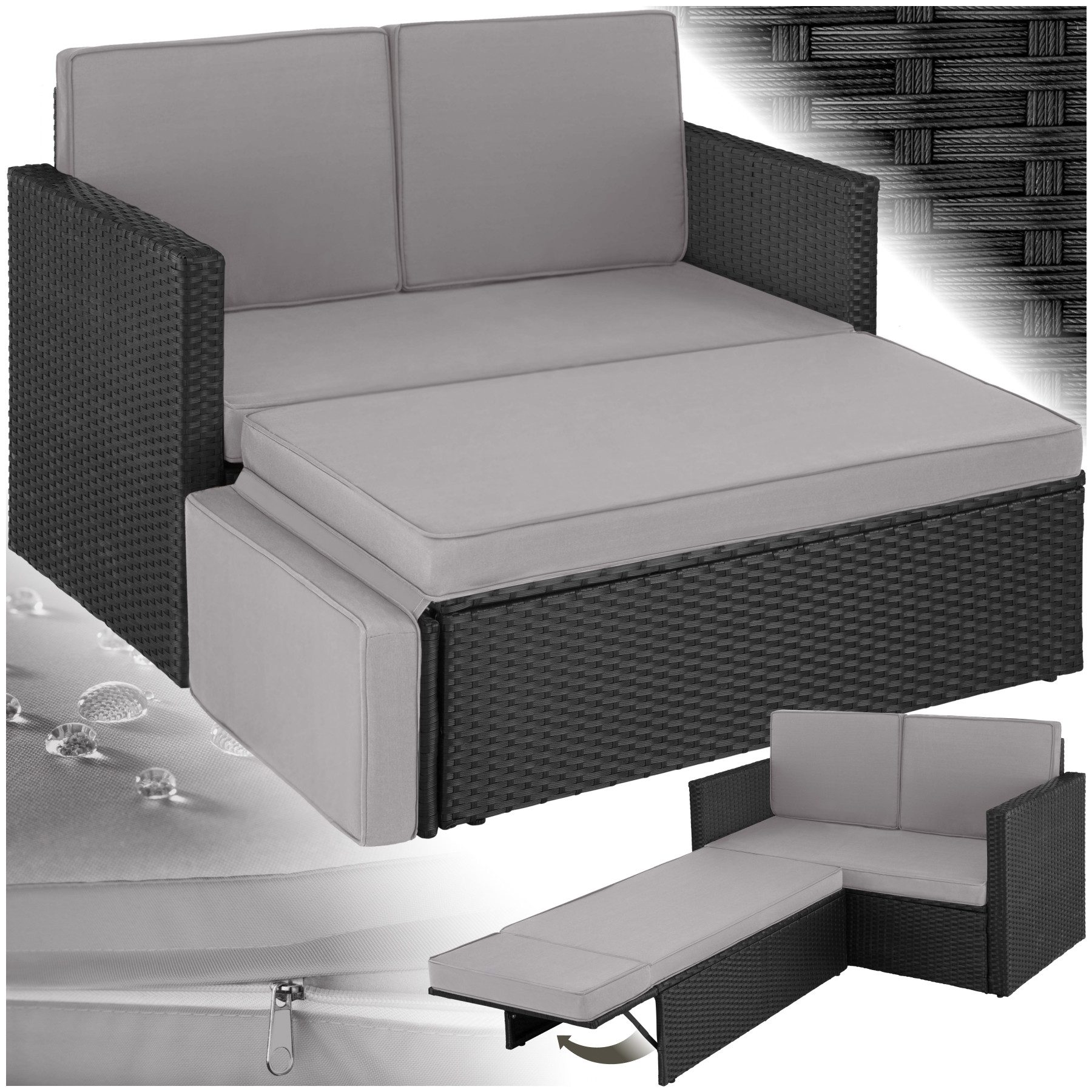 tectake Loungeset Rattan Lounge, (Set., 2-tlg), Hochwertiges Geflecht aus U günstig online kaufen