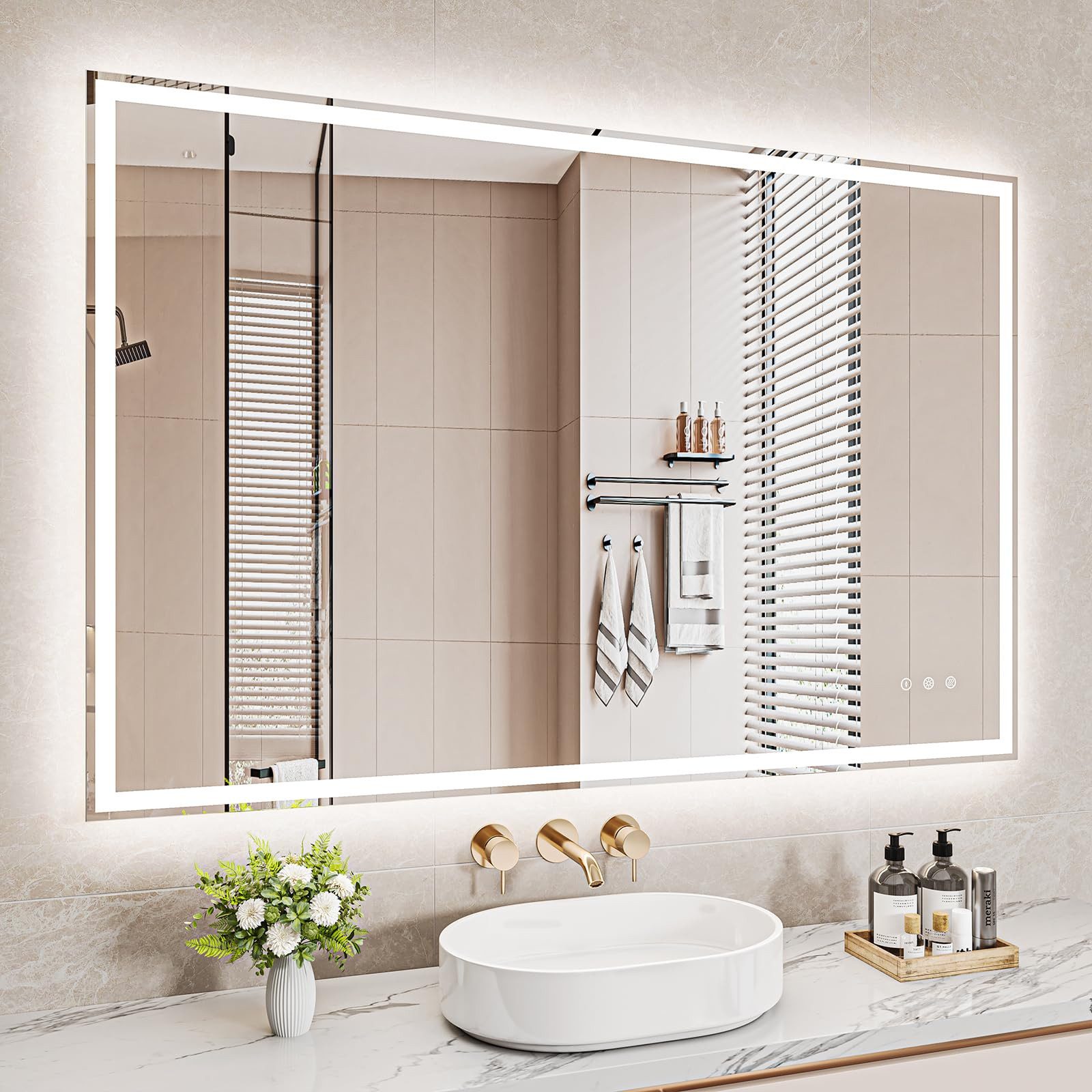 Dripex Badspiegel Badezimmerspiegel Led Wandspiegel mit Beleuchtung, 3 Lich günstig online kaufen